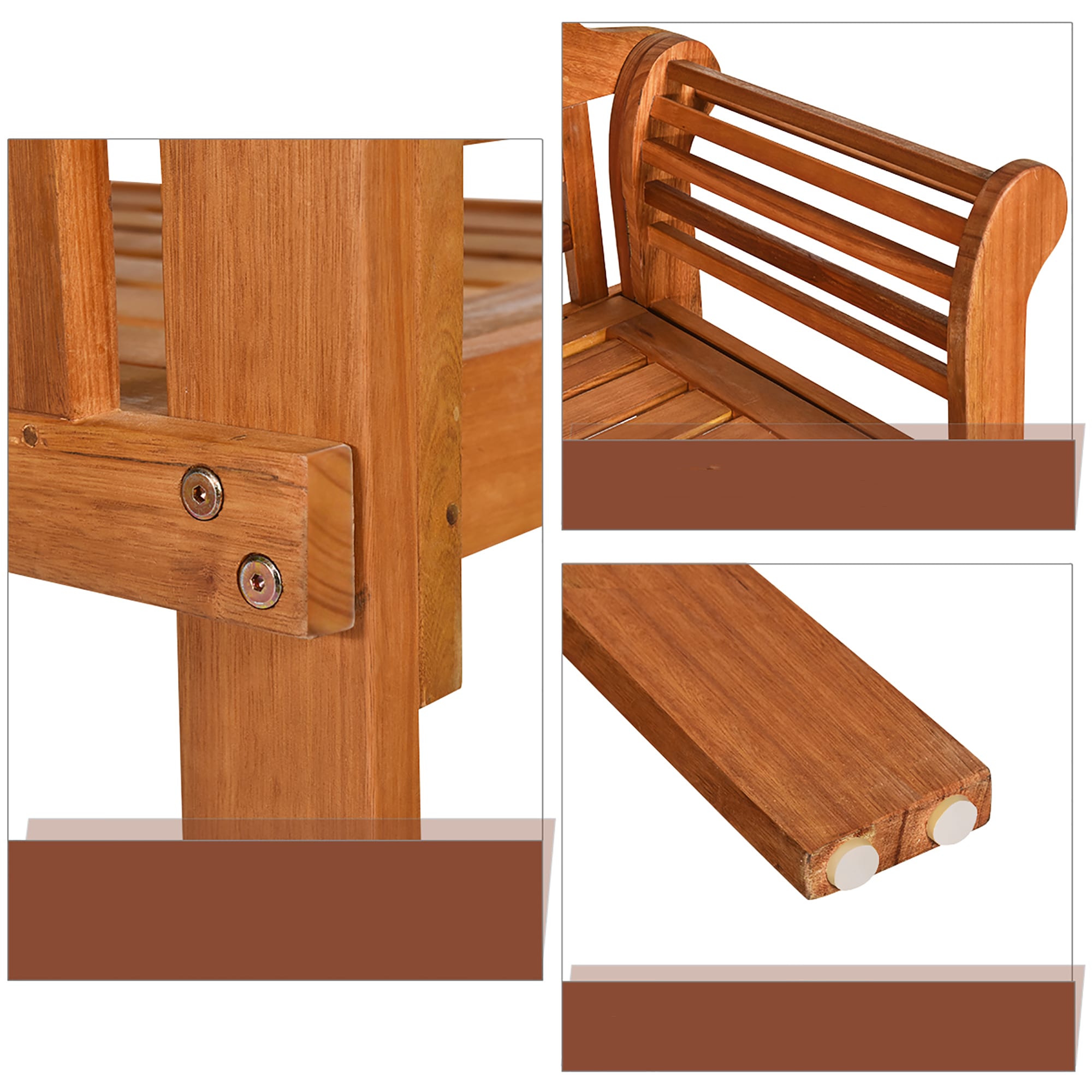 Eucalyptus Wood Folding Outdoor Bench with Armrests