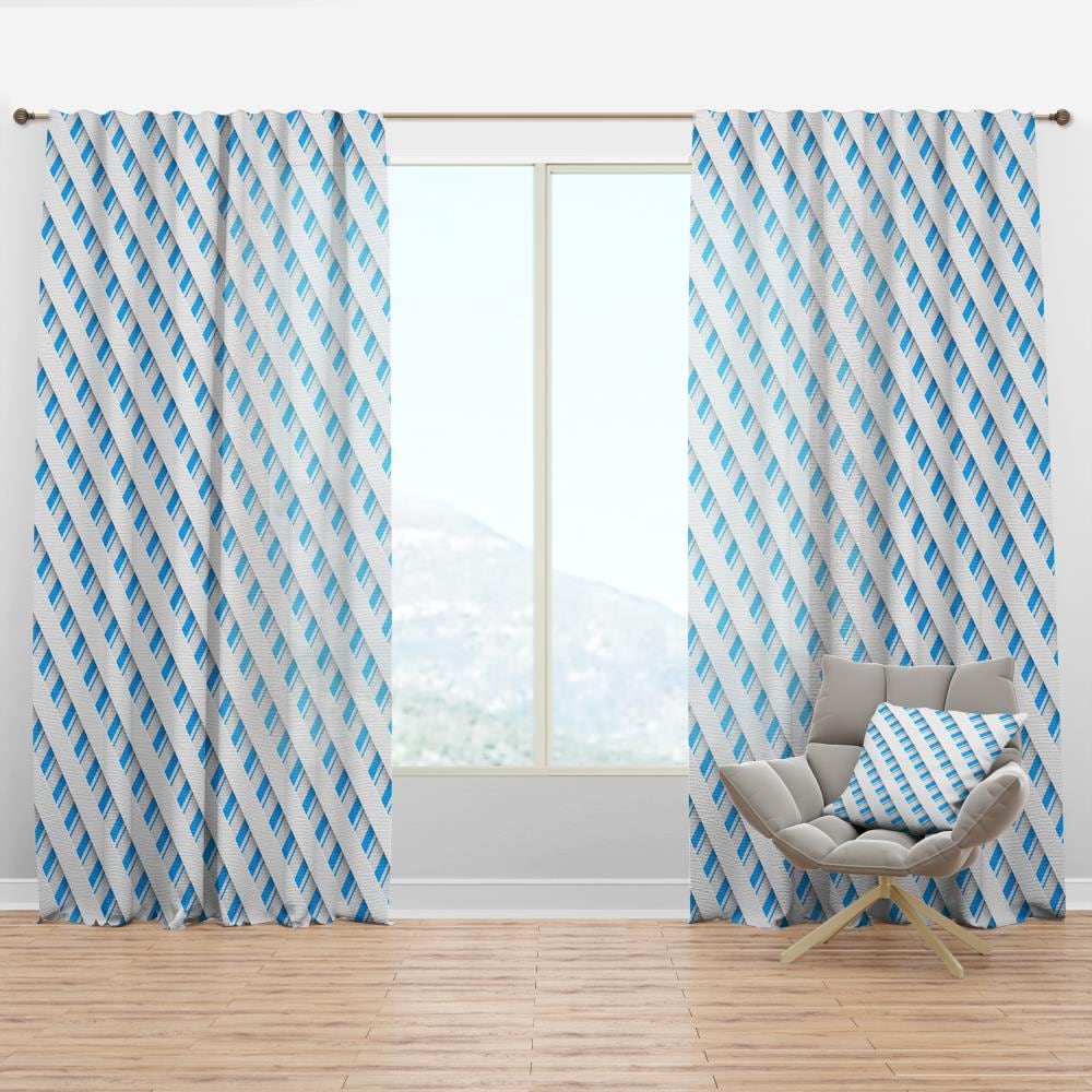 Designart CTN24106-52-90 90-in Blue Abstract Room Darkening Thermal Lined Rod Pocket Single Curtain Panel