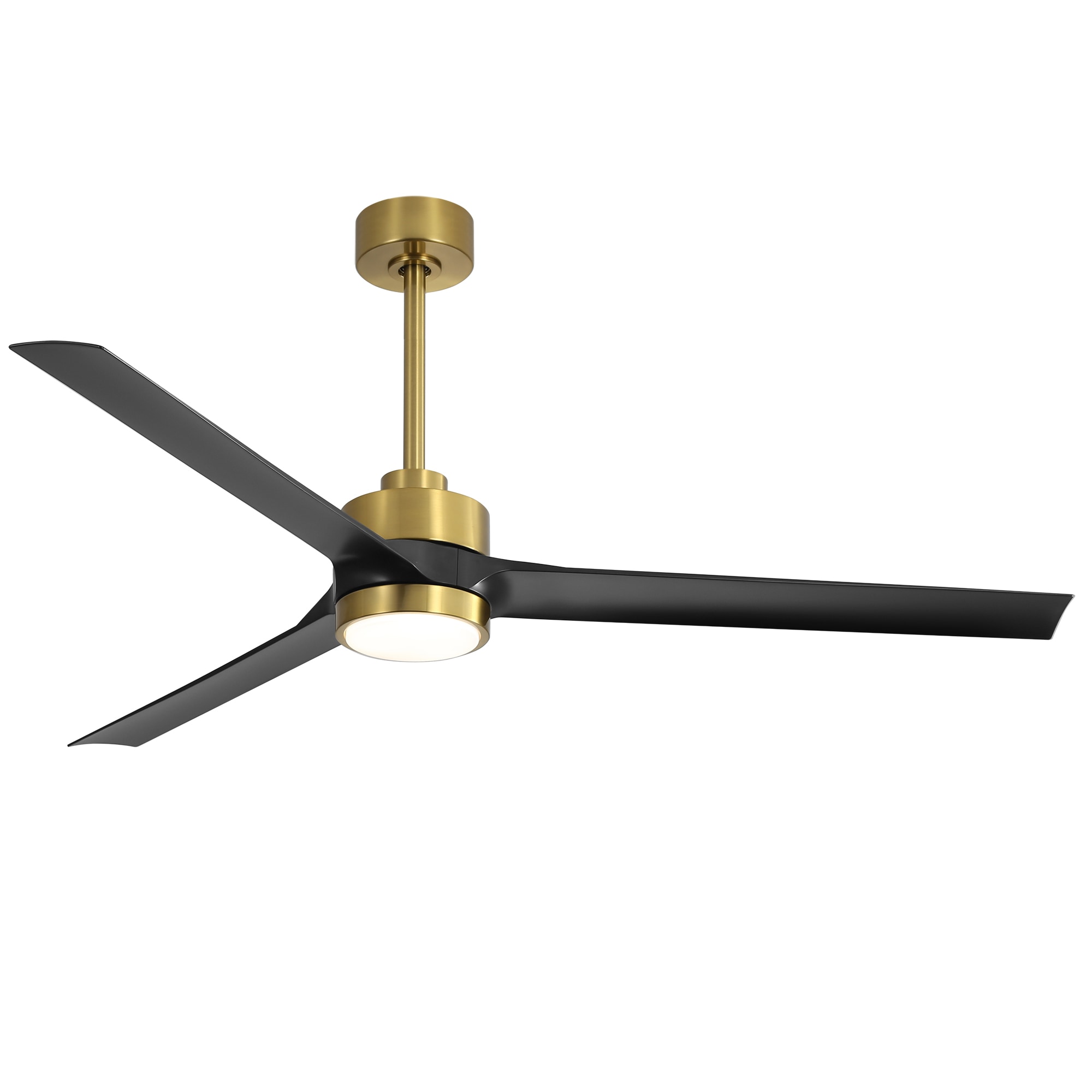 Breezary 27009-BK 60-Inches Black with ABS Blades Color-Changing Integrated LED Fixture Indoor/Outdoor Downrod mount Propeller Ceiling Fan With Light and Remote ( 3 -Blade)