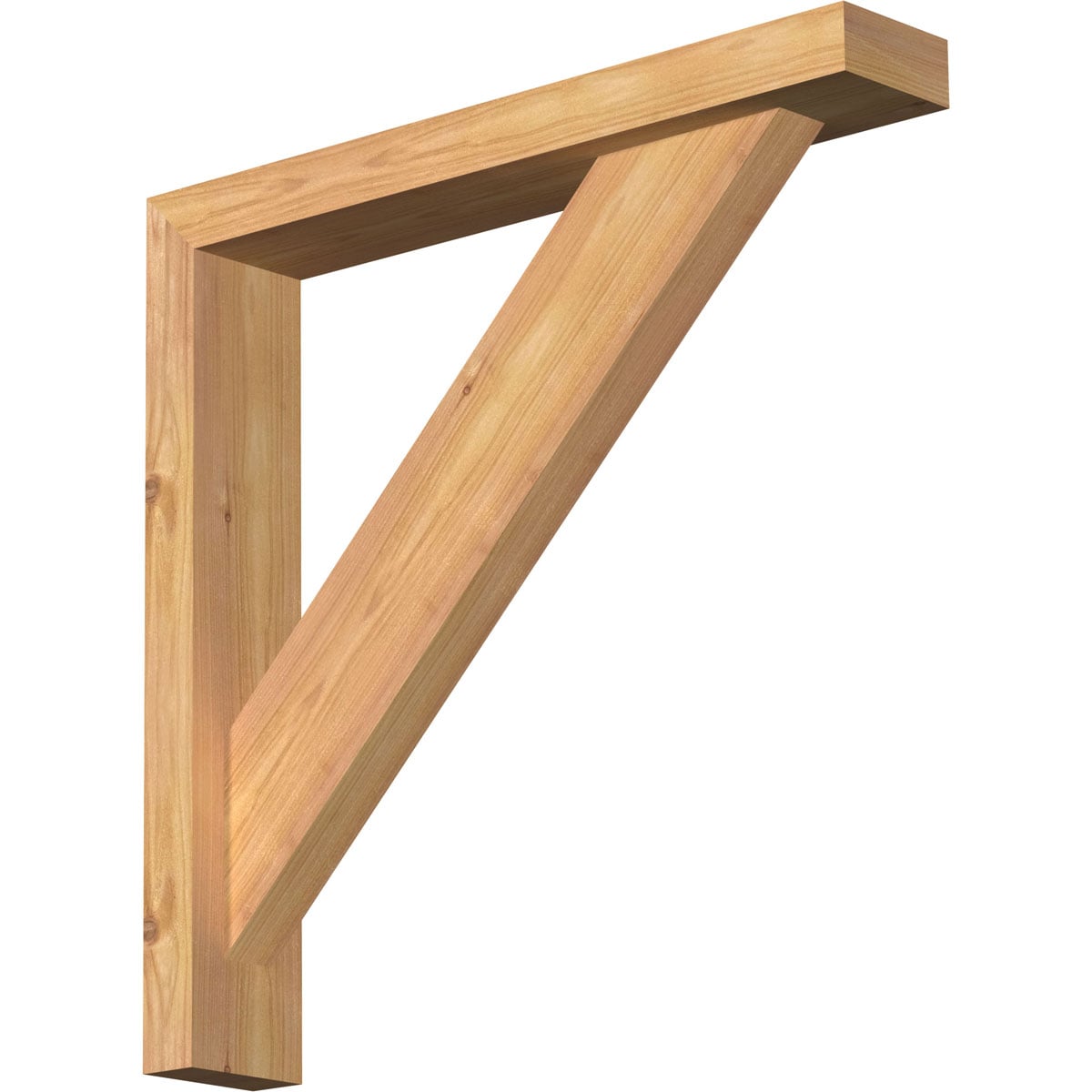Ekena Millwork 1464816 Traditional Block Smooth Bracket with Offset Brace 3-1/2-in x 20-in x 20-in Western red cedar Brown Wood Standard bracket