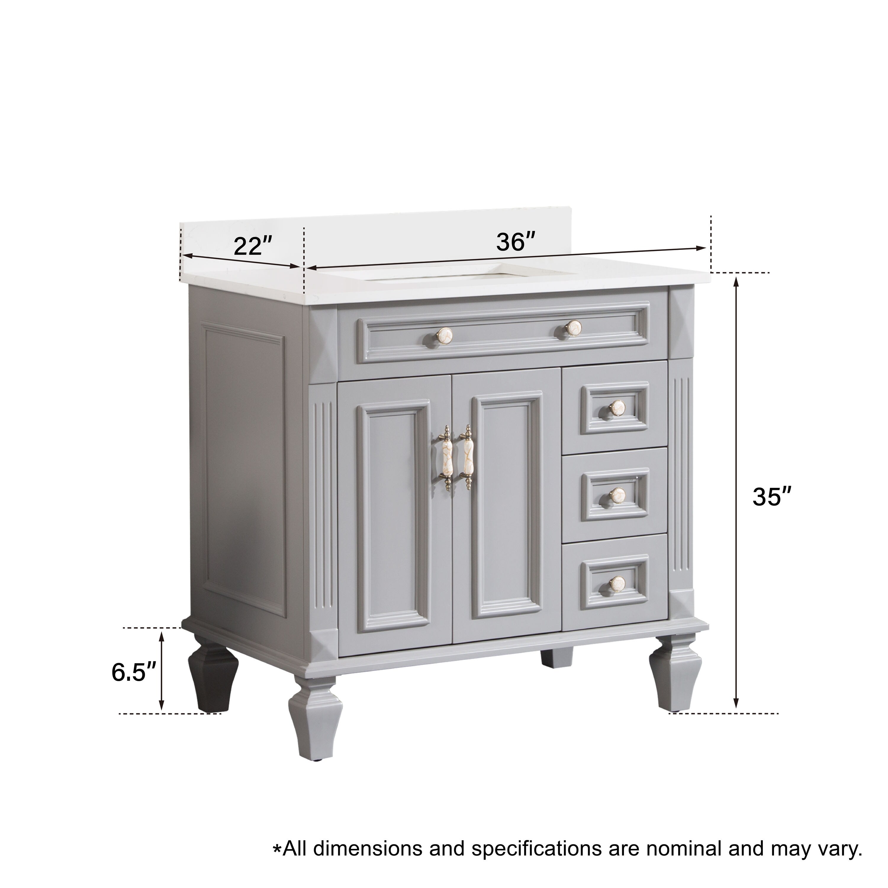 WELLFOR ARTWOOD36QZ-TG-1 Bath-Vanity-Combo - View #8
