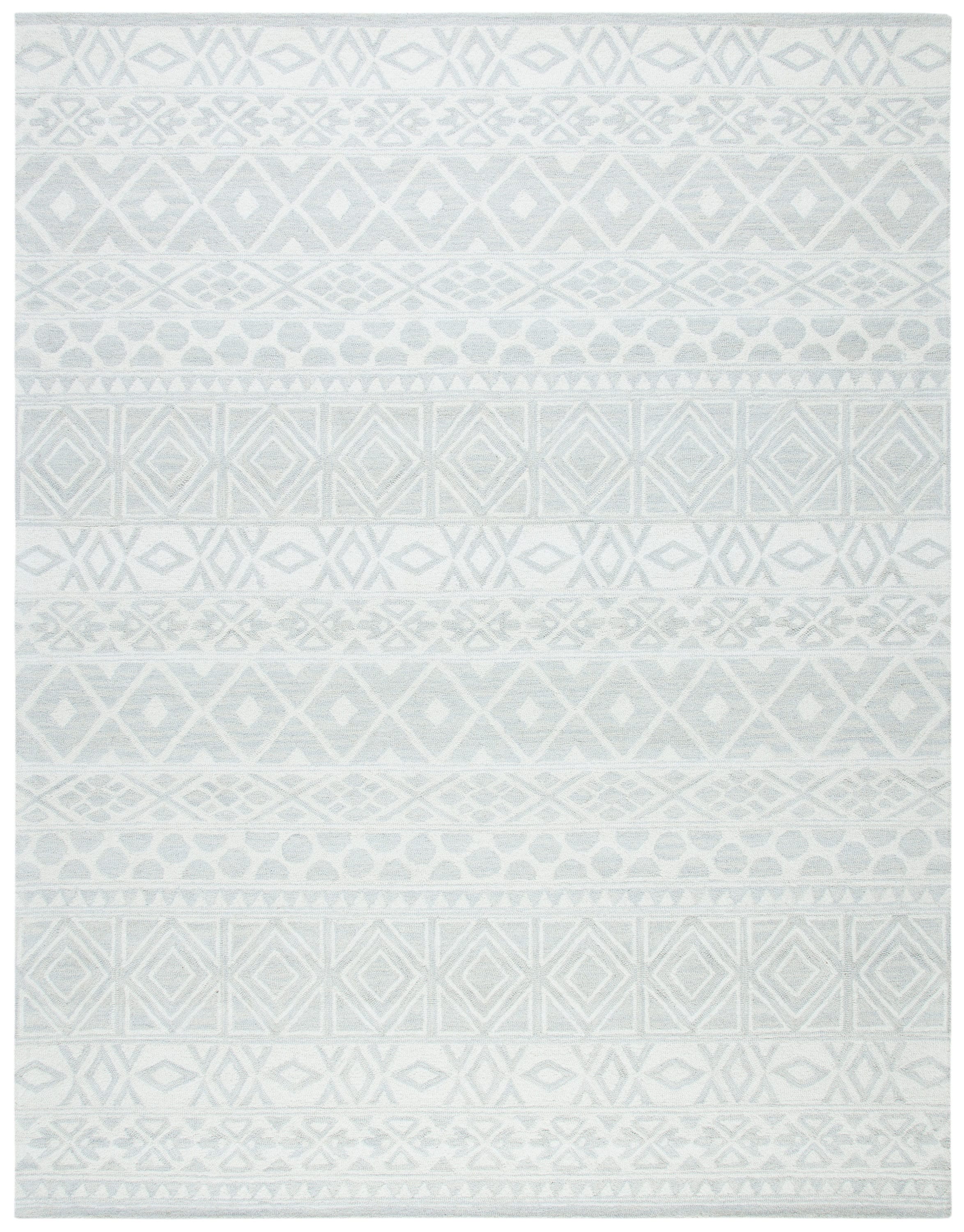 Safavieh BLM113G-4 Blossom Manervia 4 x 6 (ft) Tufted Wool Silver/Ivory Rectangular Indoor Geometric Farmhouse/Cottage Area rug