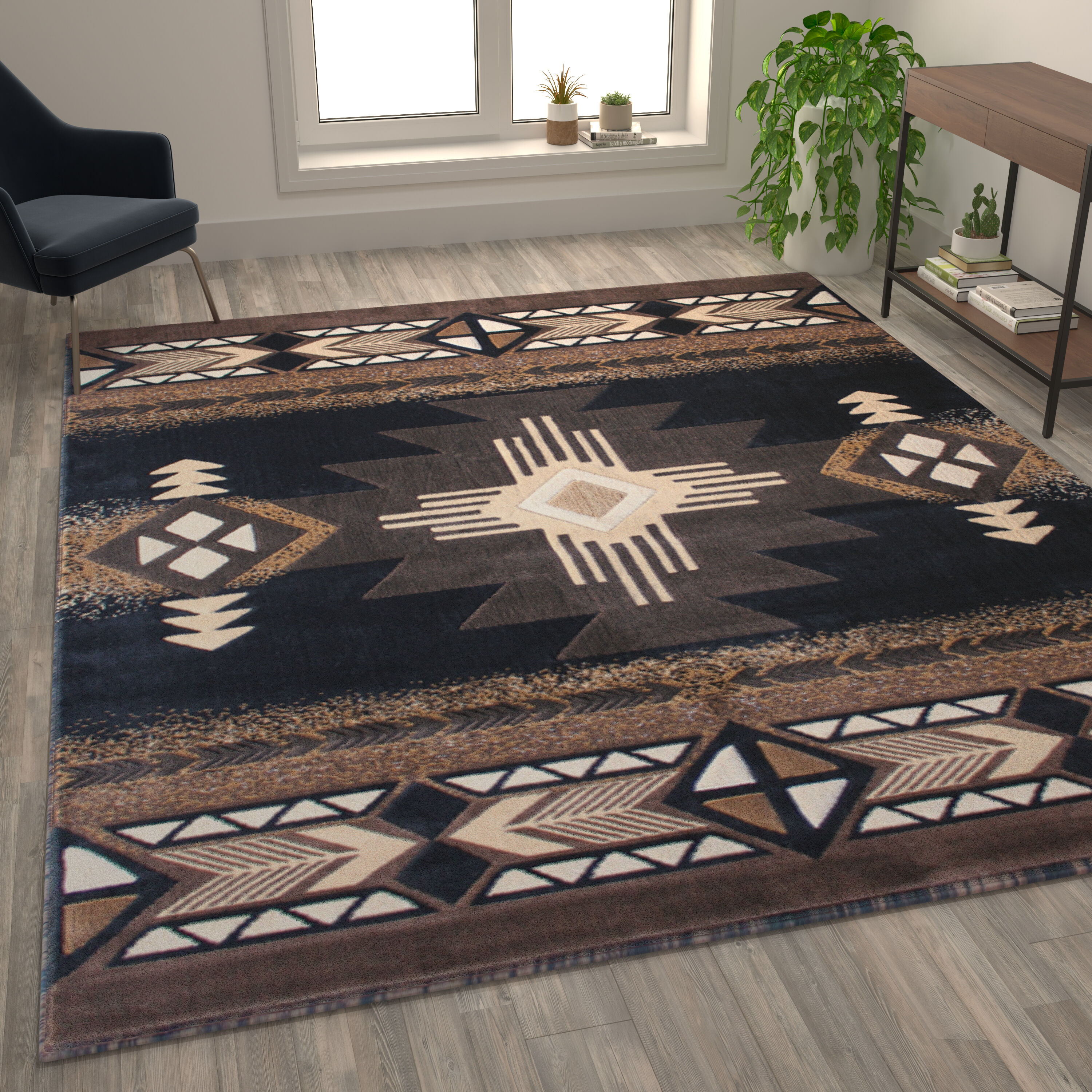 Flash Furniture Mohave 8 X 10 (ft) Black Indoor Southwestern Area Rug ...