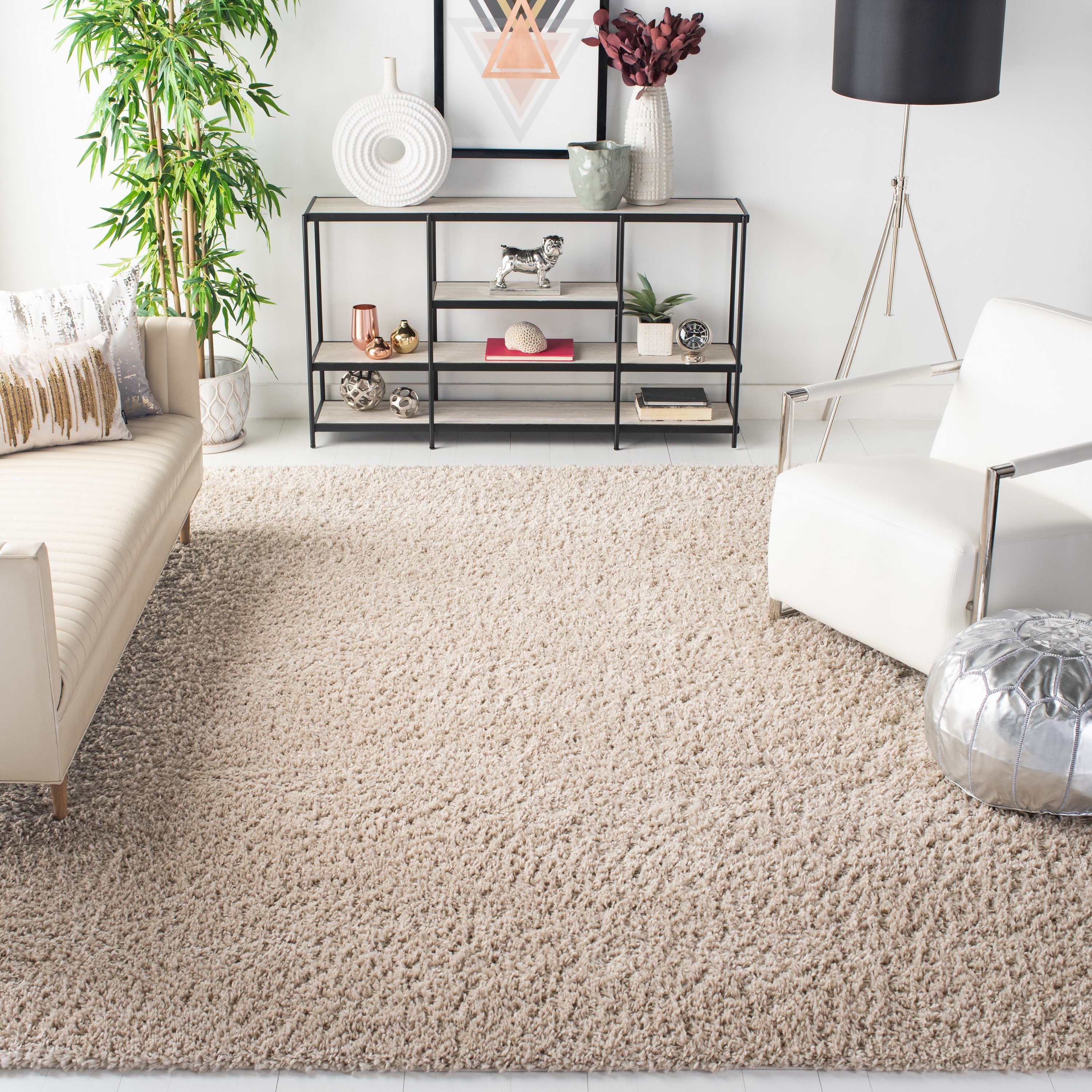 Safavieh AUG200D-10 August Shag 10 x 14 (ft) Loomed Polypropylene Beige Rectangular Indoor Solid Farmhouse/Cottage Area rug