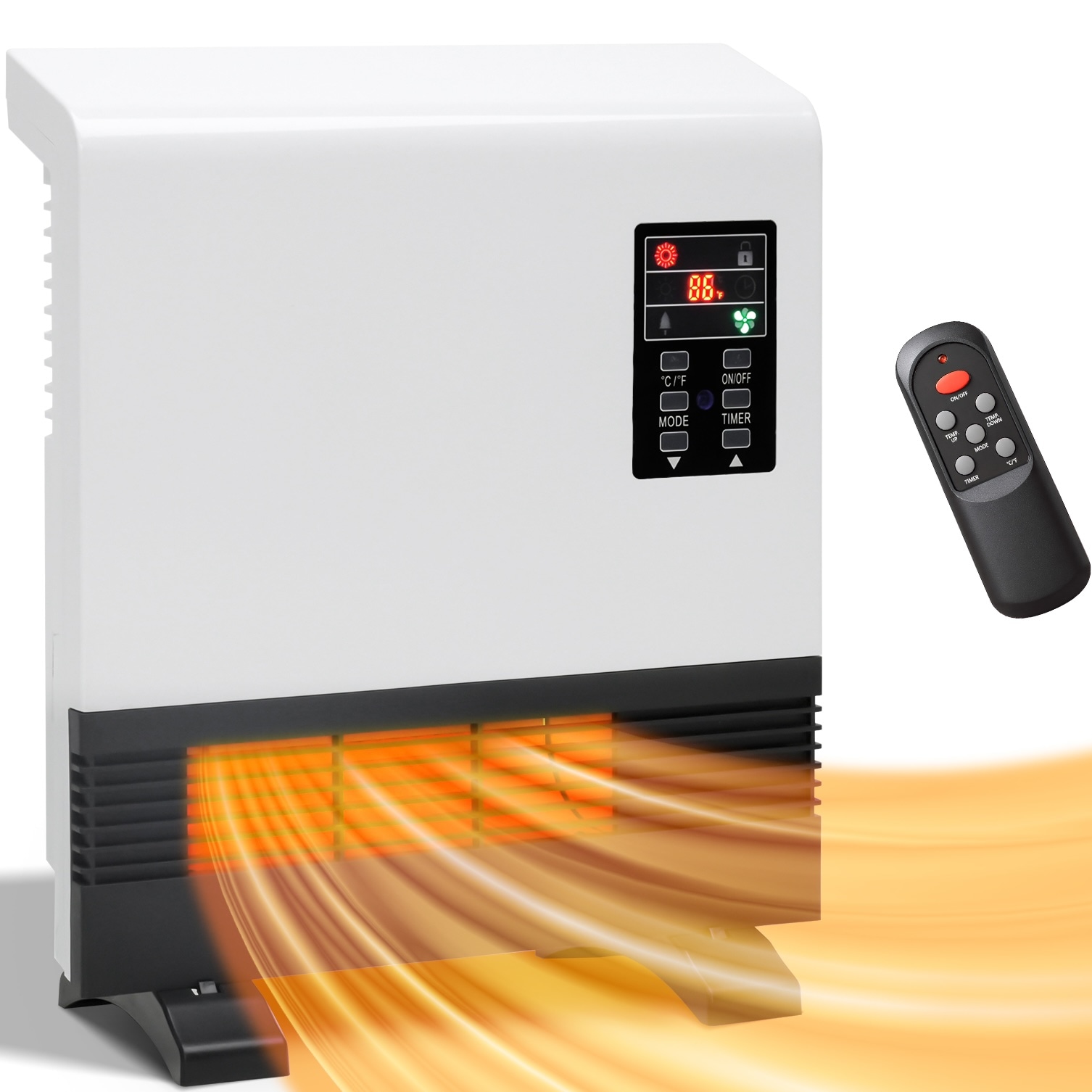 Nordic Hygge IPH-01S Electric Portable Infrared Space Heater Wall-Mounted or Standing 1500 Watt in White