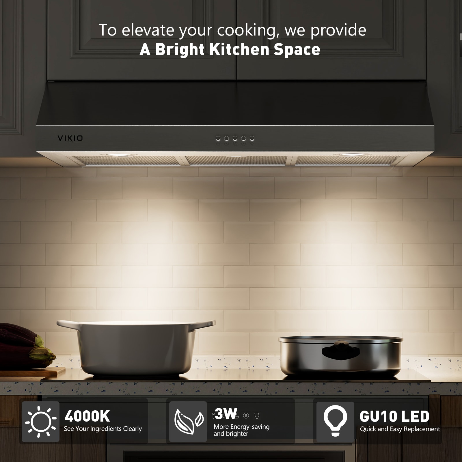 30 Inch Stainless Steel Under Cabinet Range Hood with LED Lights