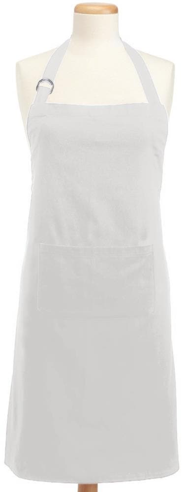 White Cotton Chef Apron with Center Pocket, 32x28"