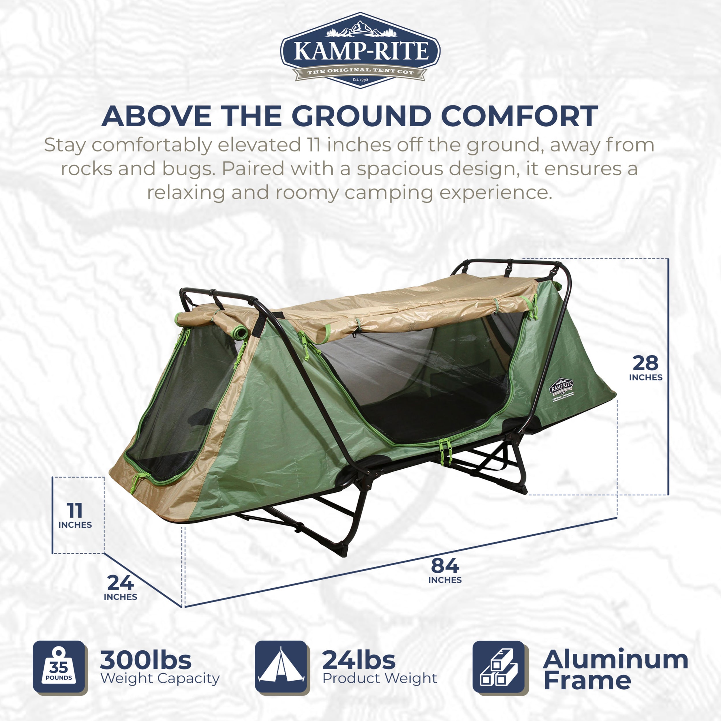 Kamp-Rite Original Tent Cot Folding Camping Bed for 1 Person