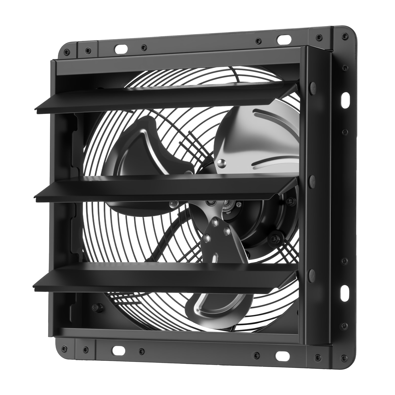 GIVIMO 10-in Shutter Exhaust Fan 680-CFM Wall Mounted EC Motor Attic Fan with Temperature Humidity Controller Automatic Louvers for Garage Greenhouse Workshop Black