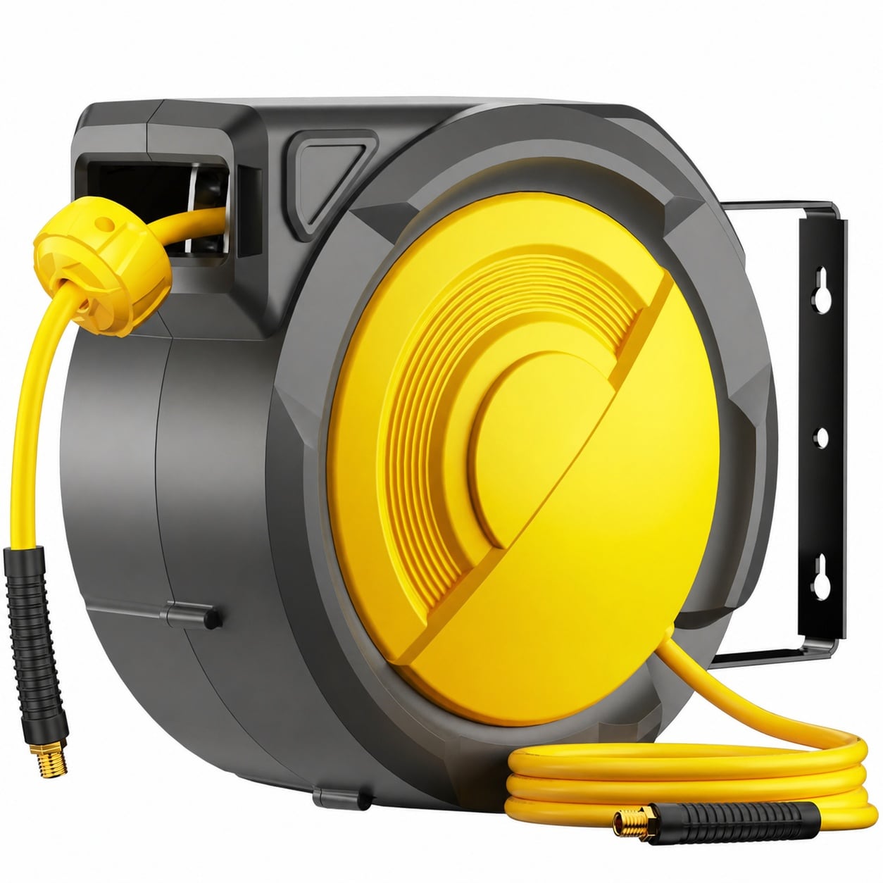 Oyezvary  80FT Retractable Air Hose Reel with 6FT Lead Hybrid Air Compressor Hose Max 300 PSI Wall Mount 180 Degree Swivel for Garage Workshop