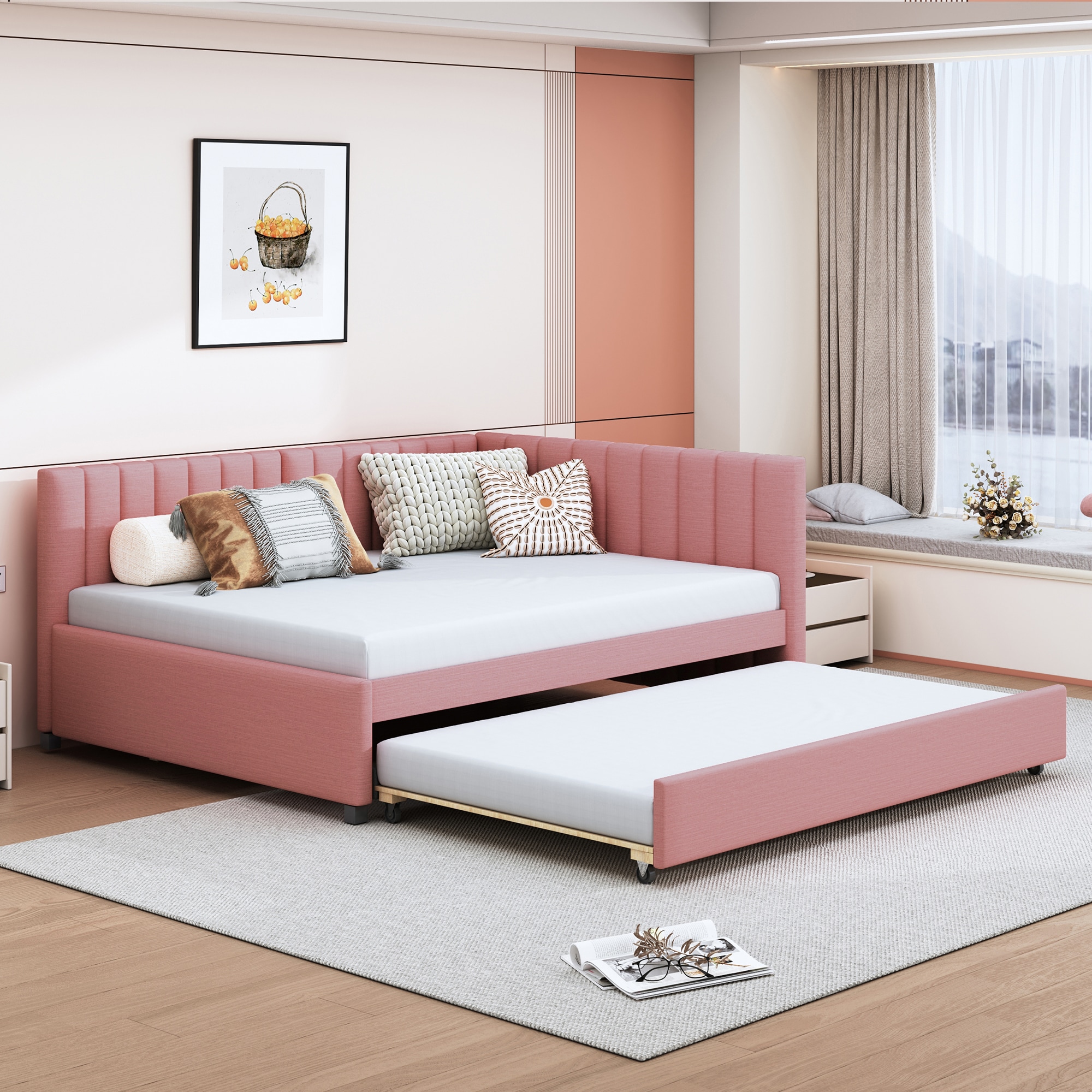 Full Size Upholstered Daybed with Trundle