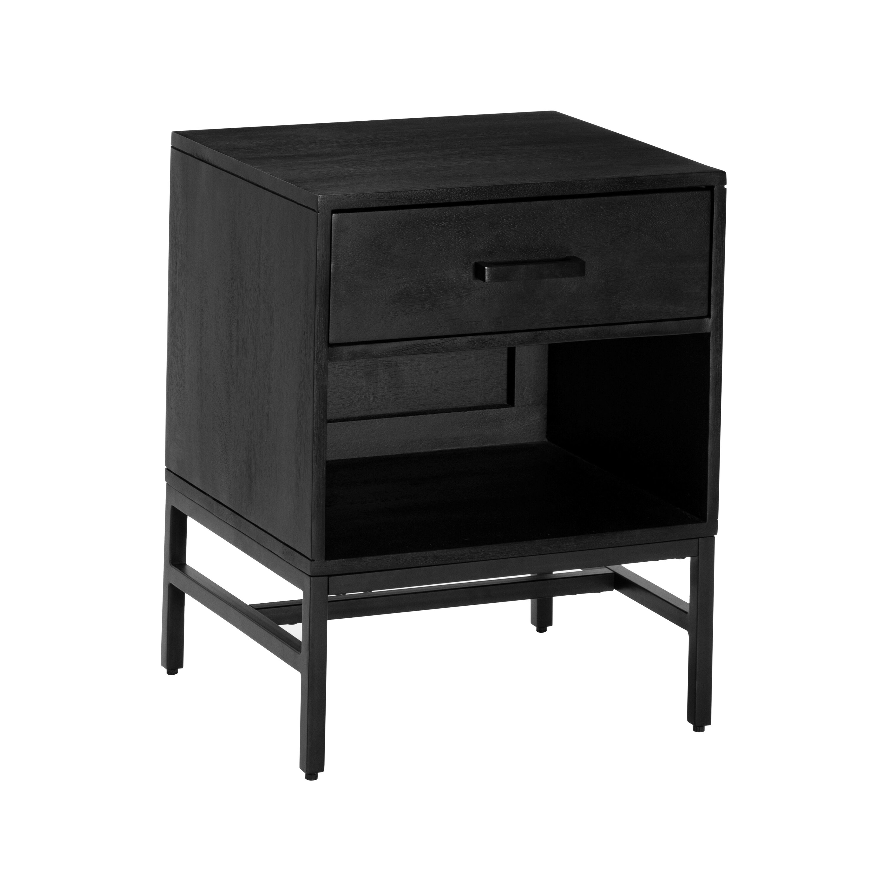 MH LONDON MH-TB-892 Etna 18-in W x 22-in H Black Wood Modern End Table with Storage Assembly Required