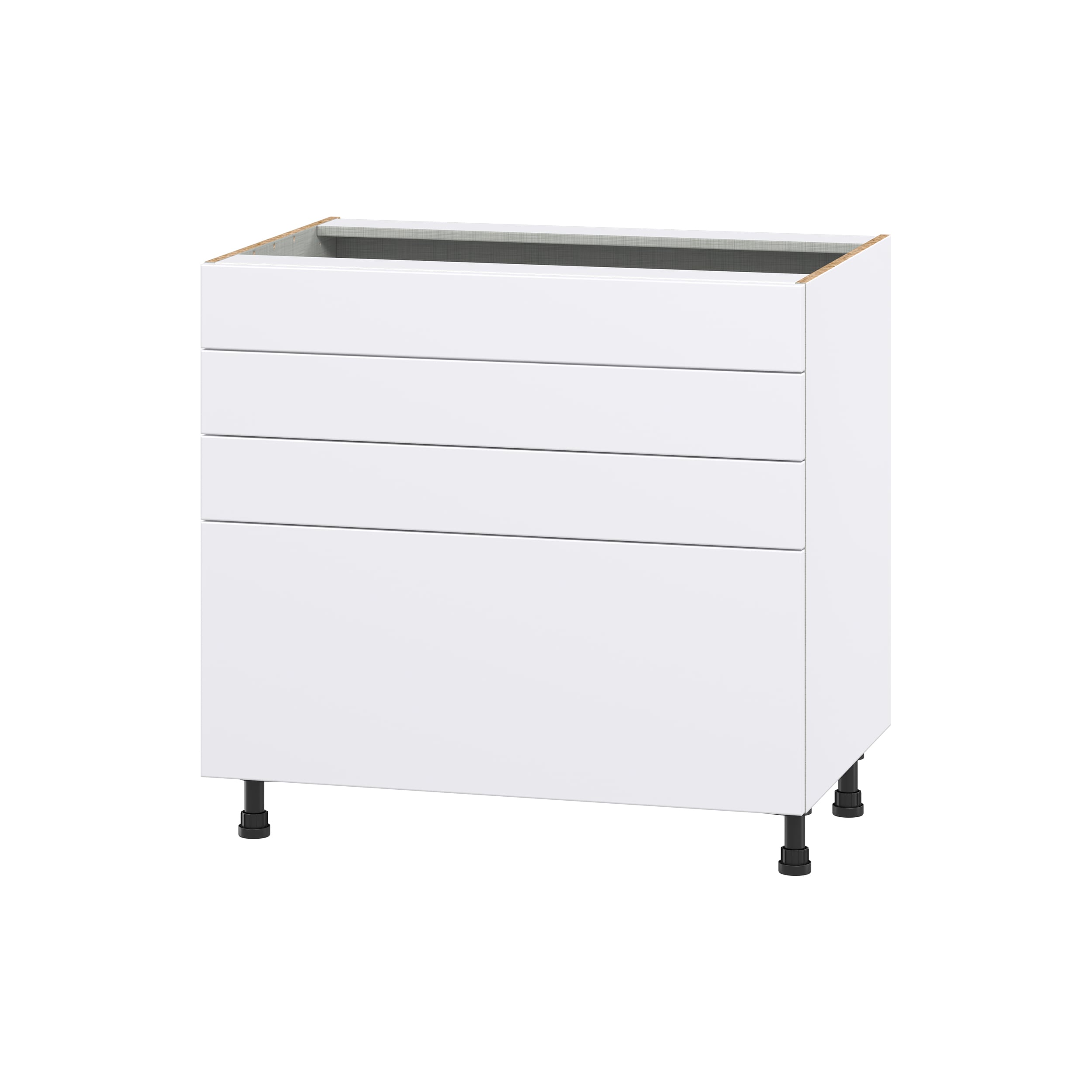 Hugo&Borg DSBCT4D36FF-LA Lasalle 36-in W x 34.5-in H x 24-in D Bright White Slab 4 -Drawers Drawer Base Fully assembled Cabinet (Flat Panel Slab)