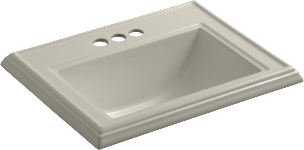 KOHLER 2241-4-G9 Memoirs Sandbar Drop-In Rectangular Bathroom Sink with Overflow