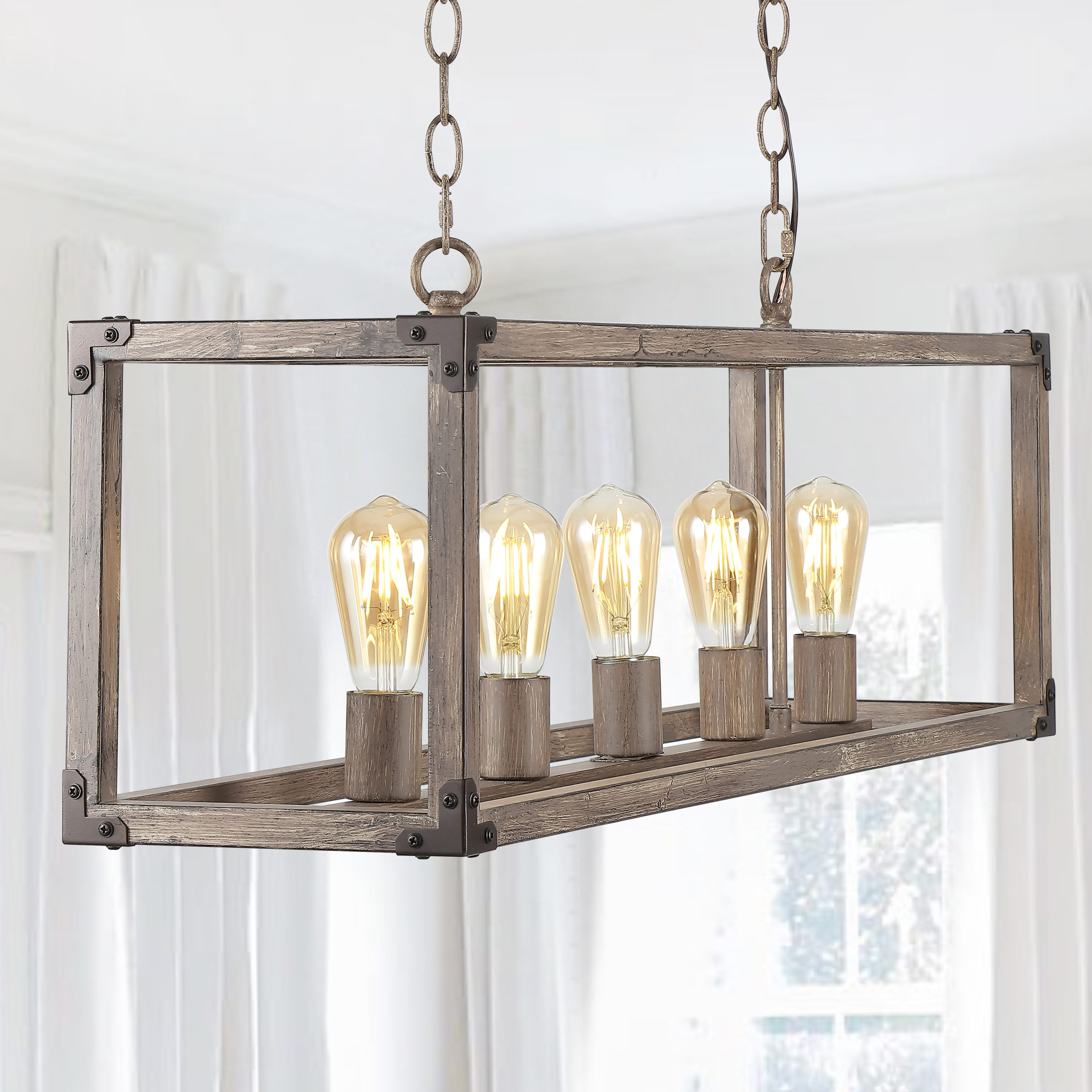 Magnolia Rustic 36" 5-Light Farmhouse LED Pendant in Oil-Rubbed Bronze