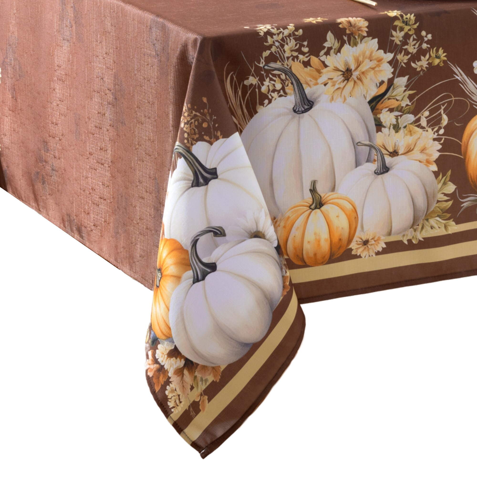 Elrene Home Fashions 194590285777 Wheatland Harvest Fall Rectangle 60x144 Indoor Multicolor Table Cover for 8-ft rectangle