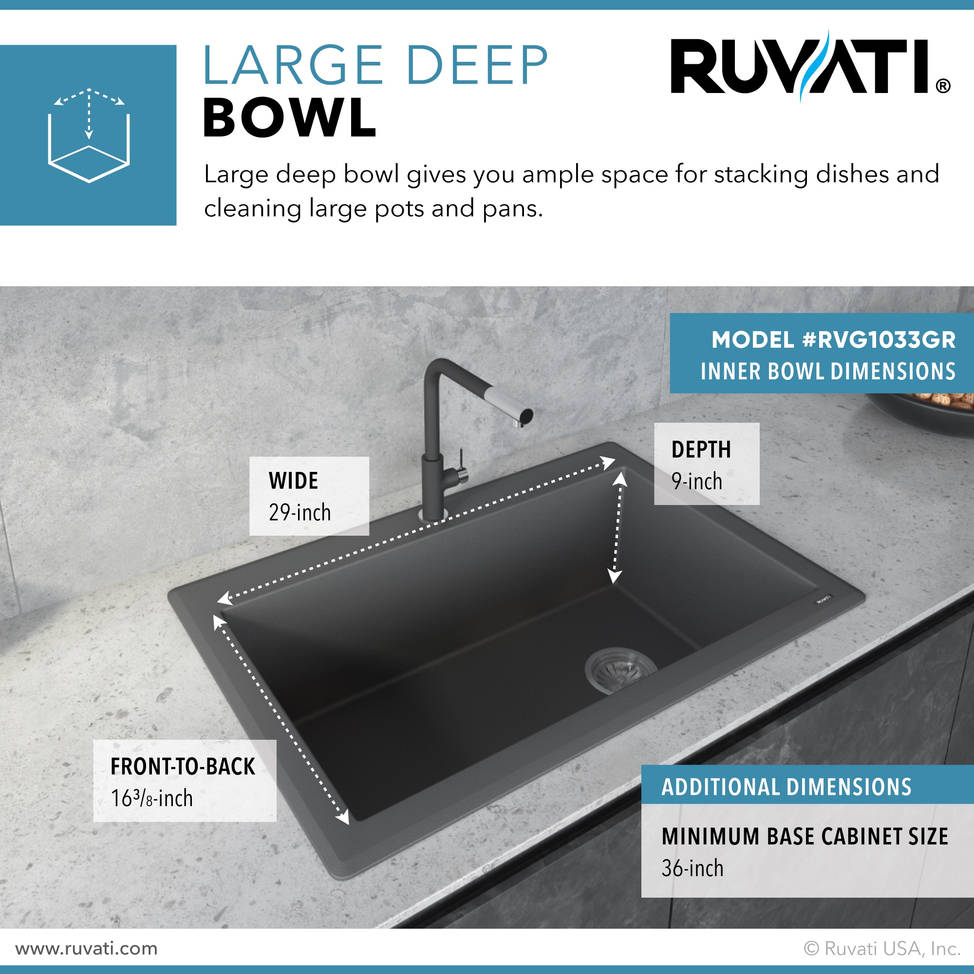 Ruvati RVG1033GR Kitchen-Sinks - View #8