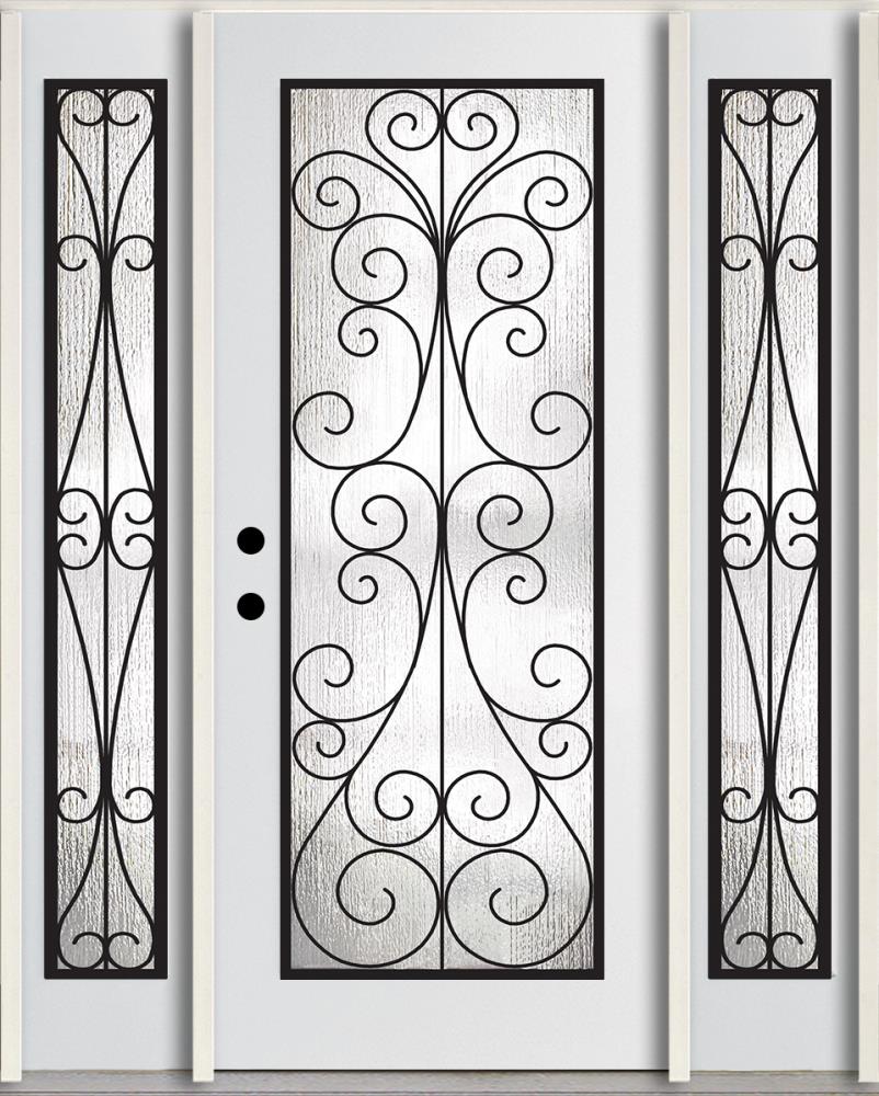 RELIABILT LO921844 60-in x 80-in x 4-9/16-in Fiberglass Full lite Right-hand inswing Modern White Painted Prehung Front Door with Sidelights Insulating core