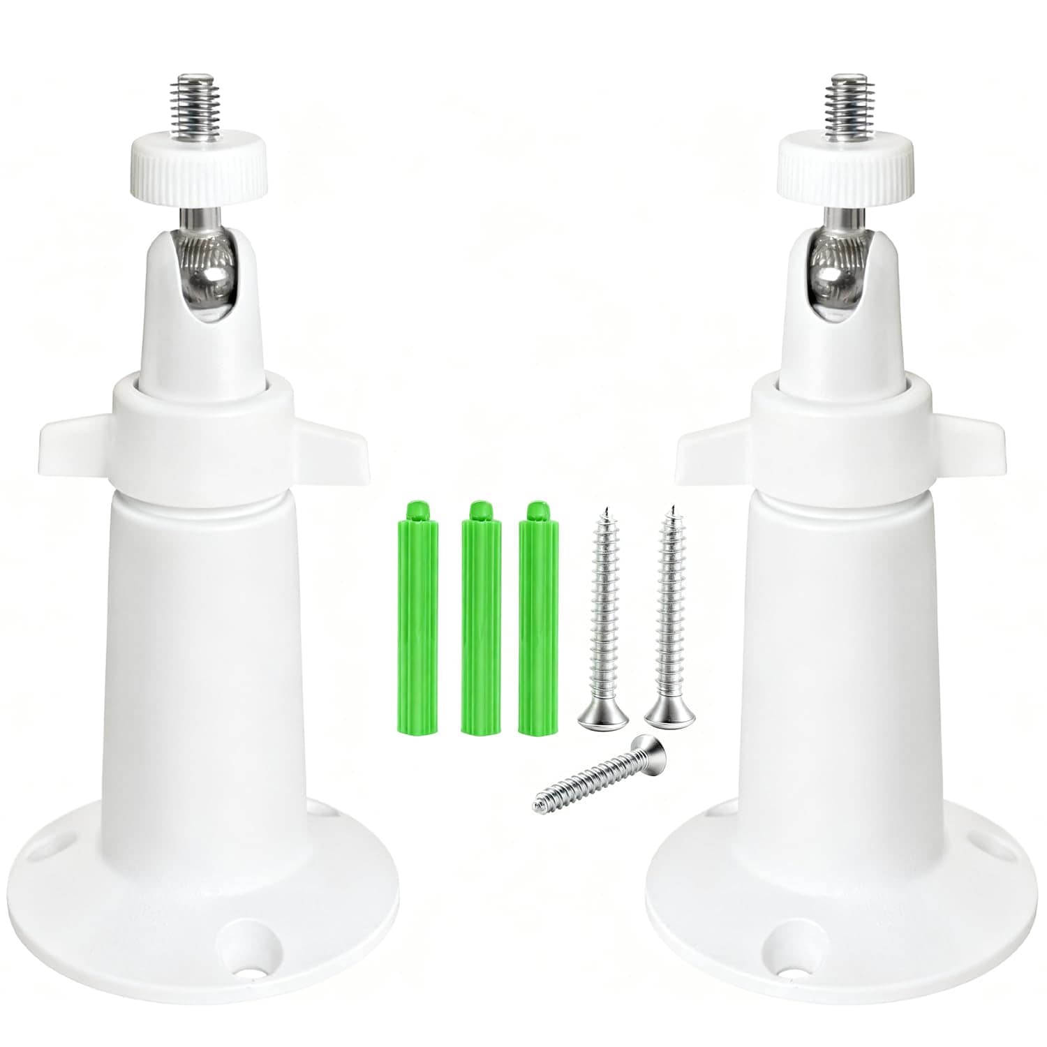 UUDULY  Adjustable Metal Wall Mount for Security Camera Indoor Outdoor 360 Degree Rotation Screwless Bracket White 2 pack