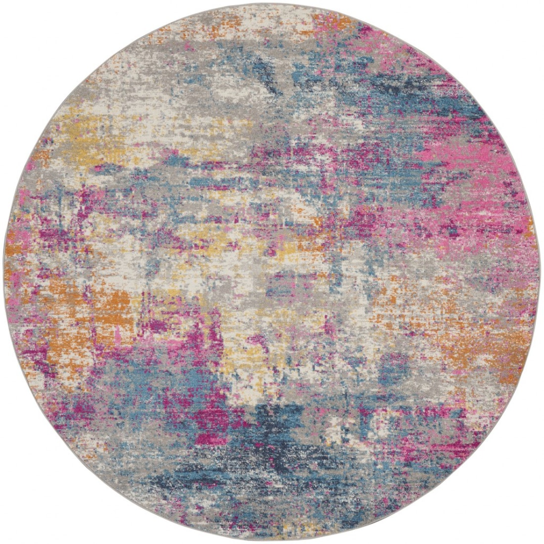 HomeRoots 4000385713 4 x 4 (ft) Polypropylene Ivory Multi Round Indoor Abstract Area rug
