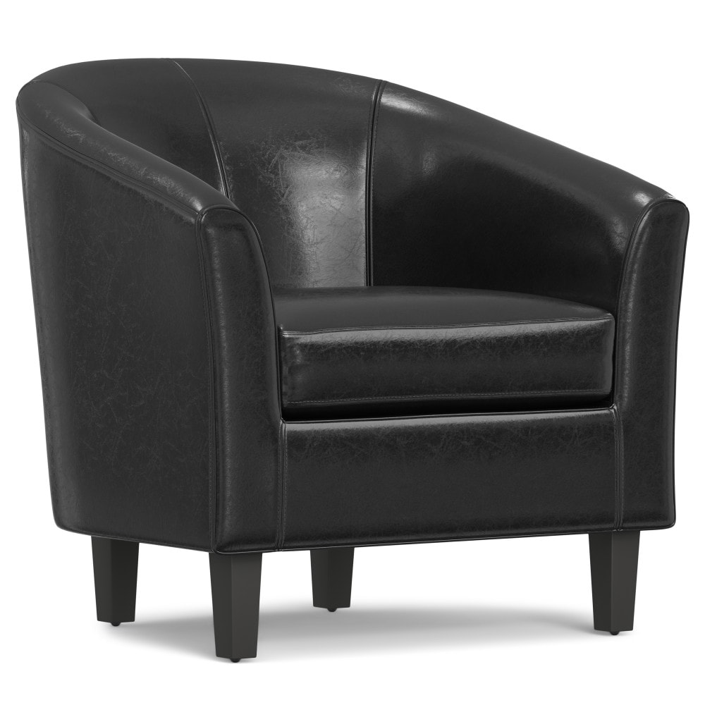 Simpli Home AXCTUB-002 Austin Modern Black Faux leather Accent Chair