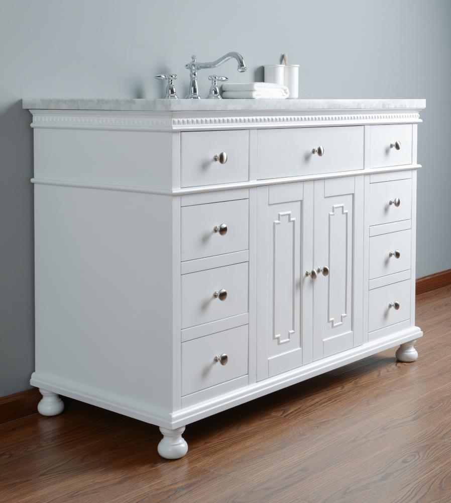 Stufurhome 48-in White Undermount Single Sink Bathroom Vanity with ...