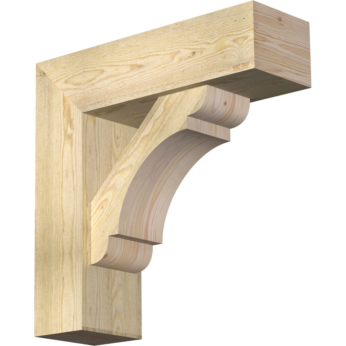 Ekena Millwork 1463678 Olympic block rough sawnbracket with offset brace 8-in x 26-in x 26-in Douglas fir Brown Wood Standard bracket