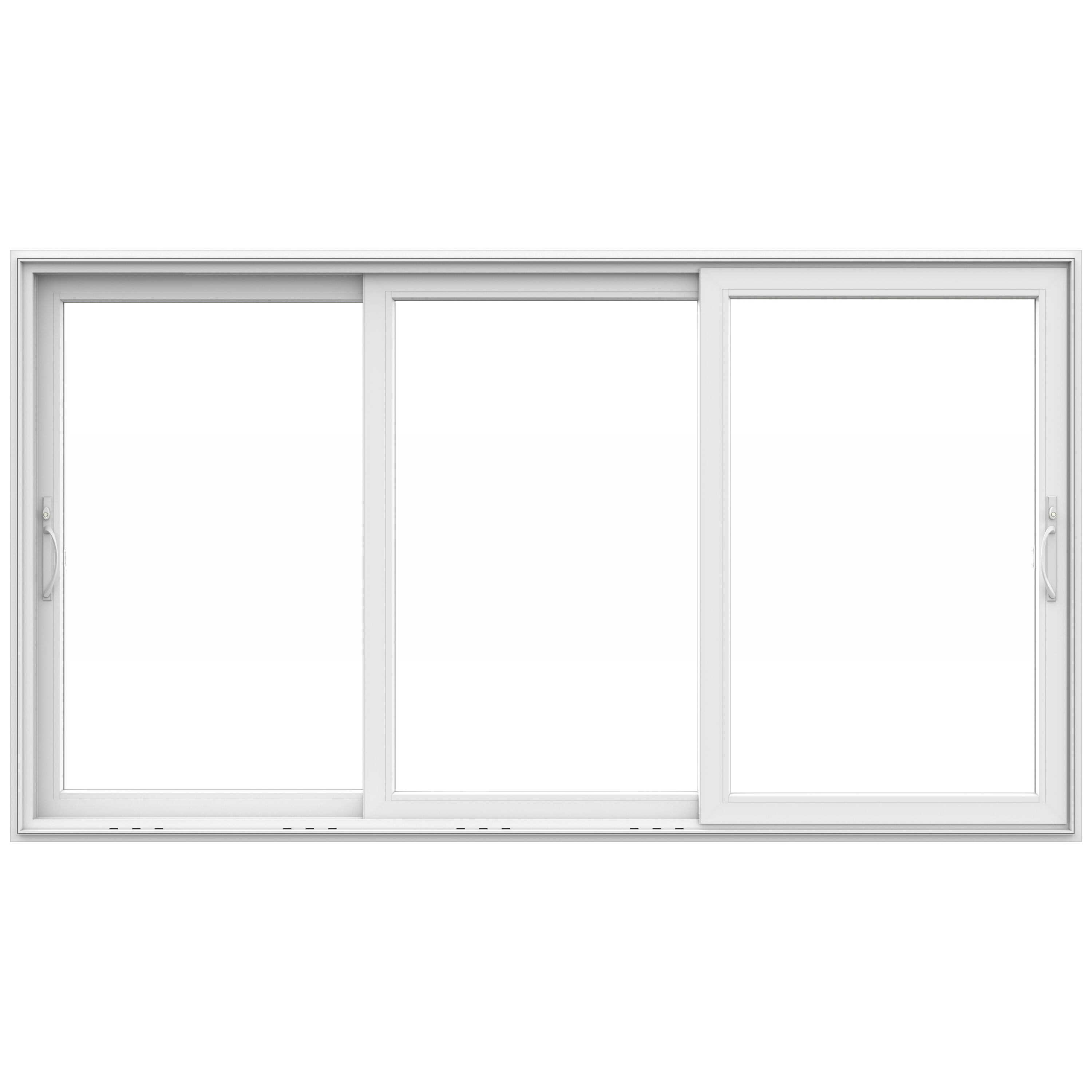 JELD-WEN LOWOLJW247500049 V-4500 Multi-Slide 141-in x 80-in x 8-9/16-in Jamb White Vinyl Universal 3-panel Sliding Patio Door with Low-E argon Glass
