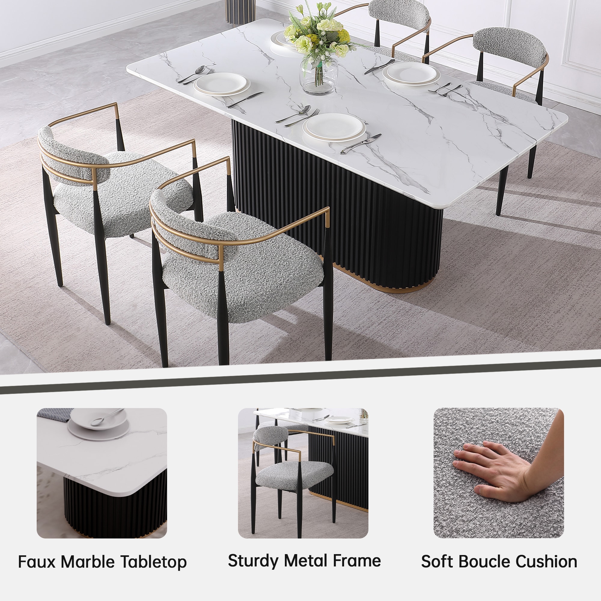 FARATI D2006DTC-WT-GY-4 Dining-Sets - View #2