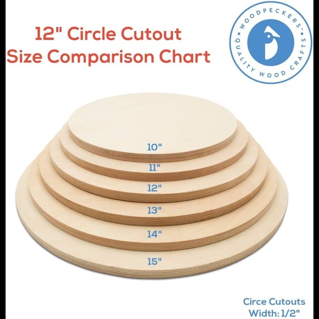 Woodpeckers Crafts Wood Circles 12 in 1/2 in Thick, Unfinished Birch Plaques- Pack of 1 12 in Brown | SMF-CIR-12-12