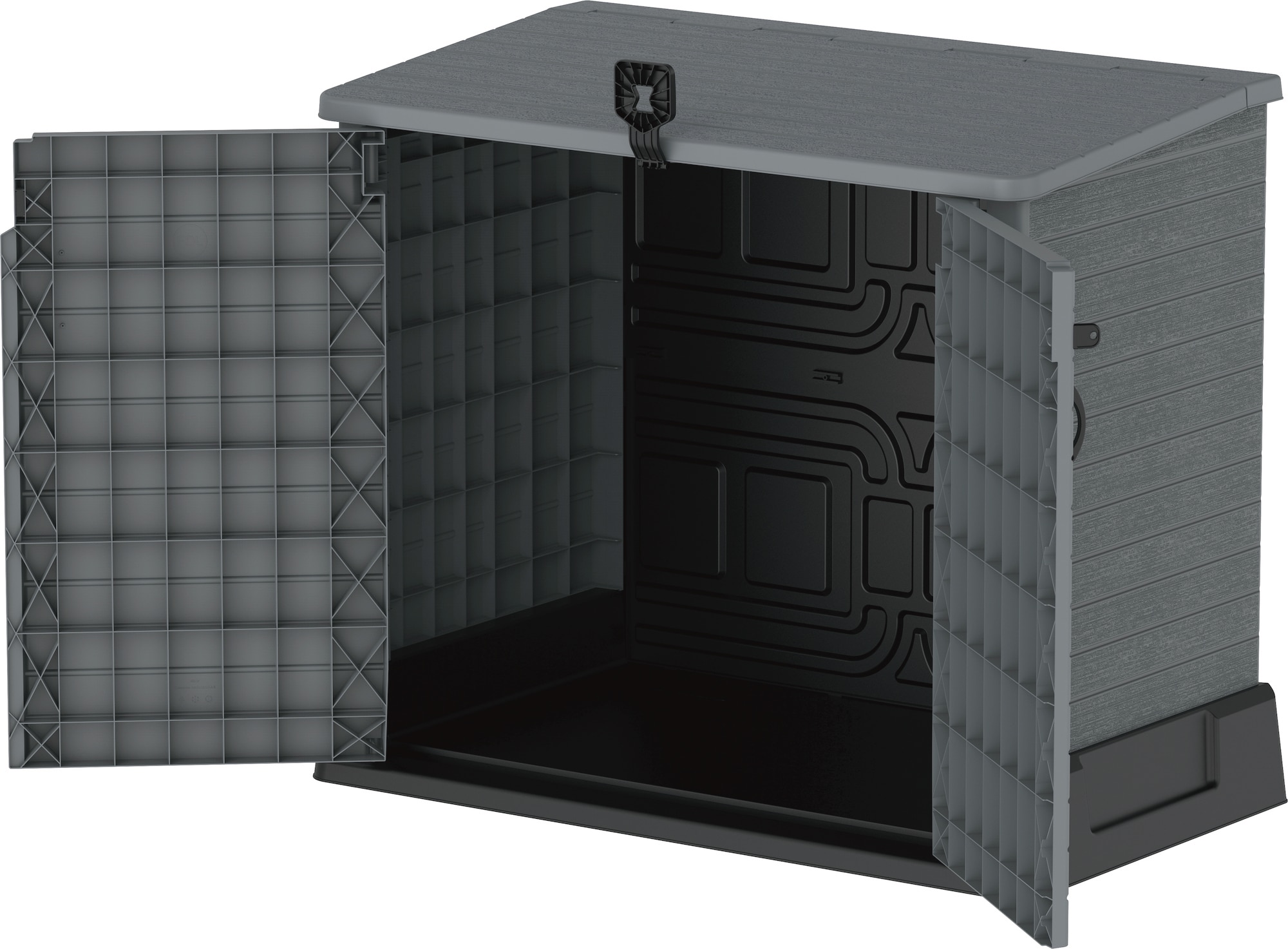 Duramax Gray Resin Outdoor Deck Storage Shed with Latching Doors