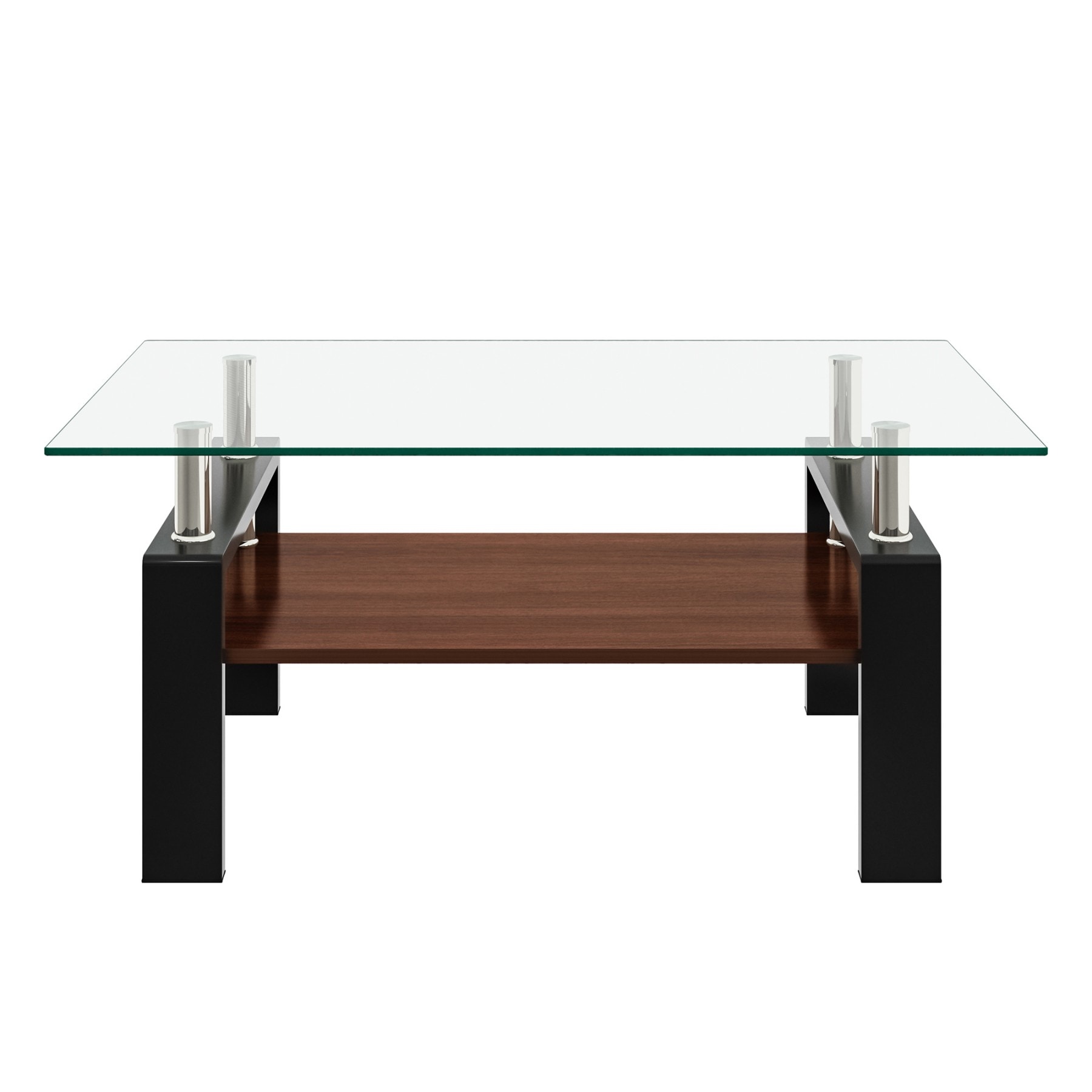 Maocao Hoom JLP181455 Transparent Glass Modern Coffee Table with Storage
