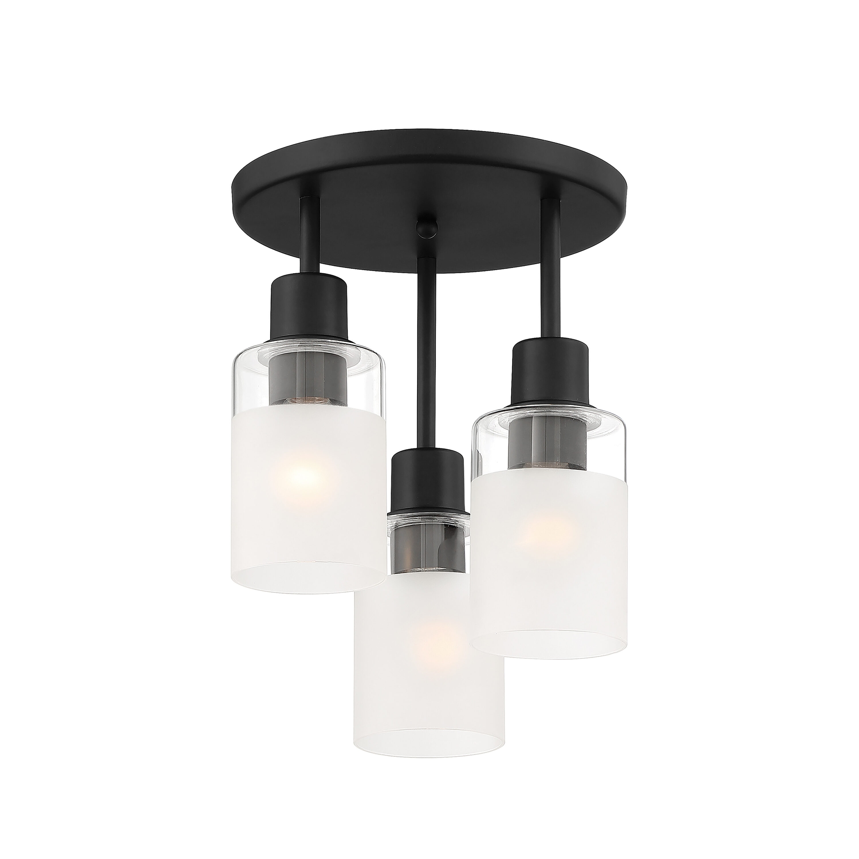 Cedar Lane 11" Matte Black Semi-Flush Ceiling Light with Glass Accents