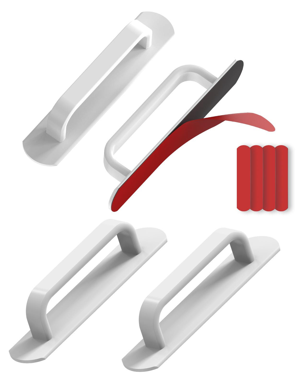 LILILIAN FMY  5.7 Inch Self Adhesive Cabinet Handle Aluminum Stick On Sliding Barn Door Pull for Closet Kitchen Cupboard Drawer Window Glass Door