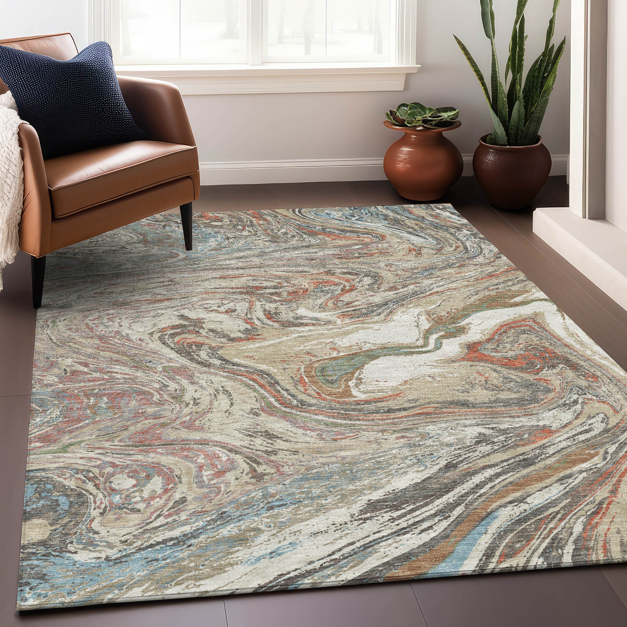 Addison Rugs ACN1061BG5X8 Chantille ACN1061BG 5 x 7 (ft) Polyester Beige Rectangular Indoor/Outdoor Geometric Machine washable Area rug