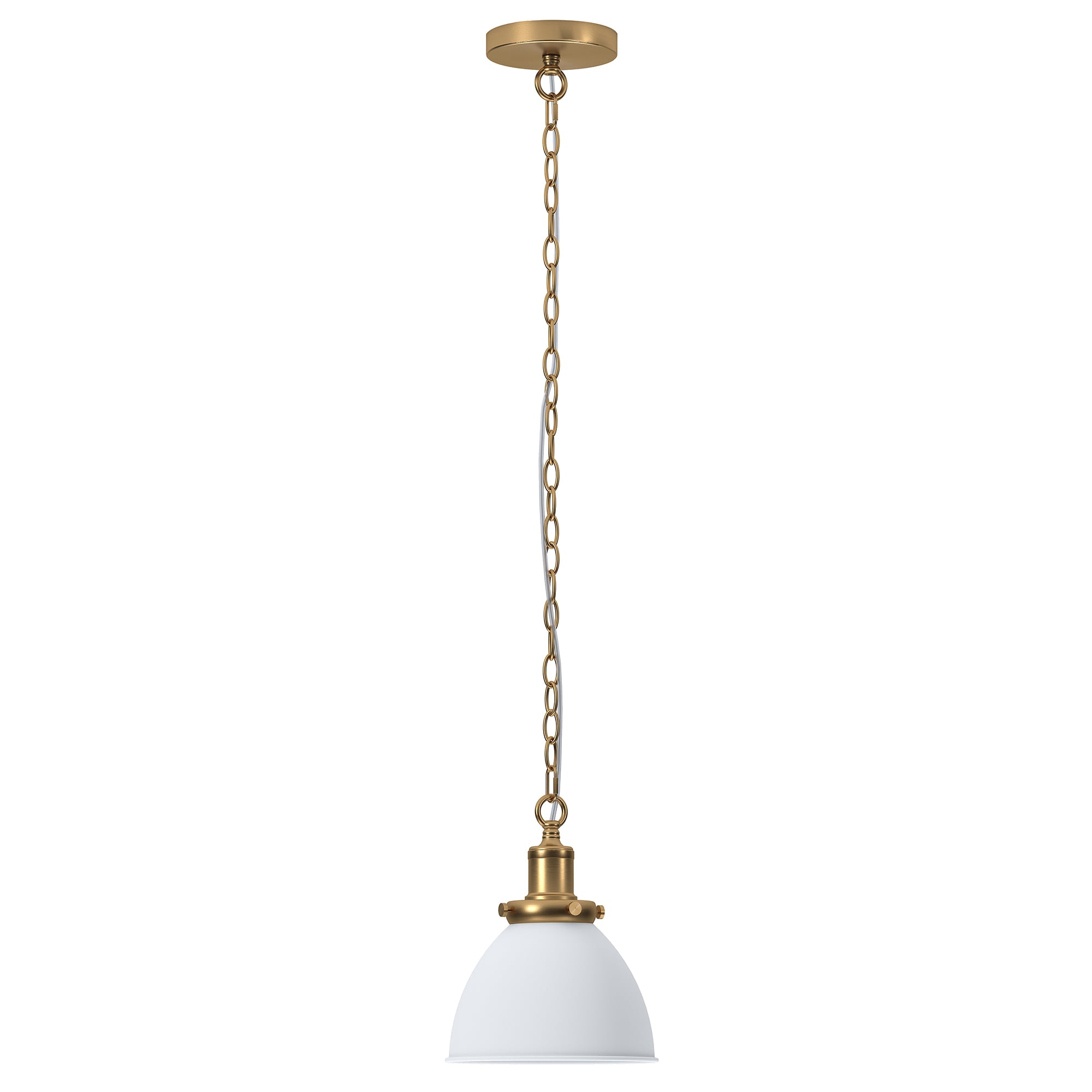 Hailey Home PD2109 Elodie Matte White/Brass Industrial Dome Medium Hanging Pendant light