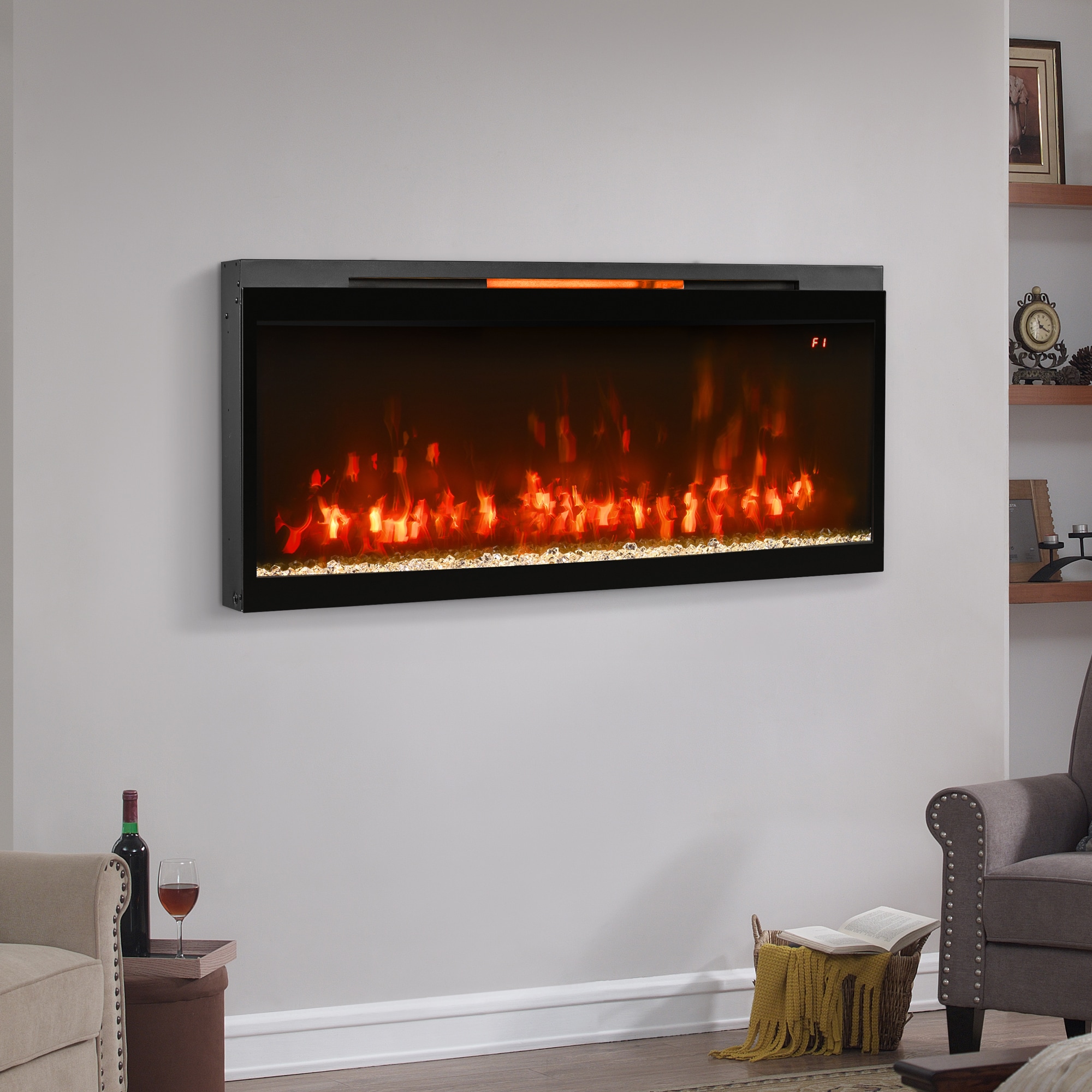 Style Selections 48-in W popular Iron Oak Infrared Quartz Electric Fireplace NIB SHIPS