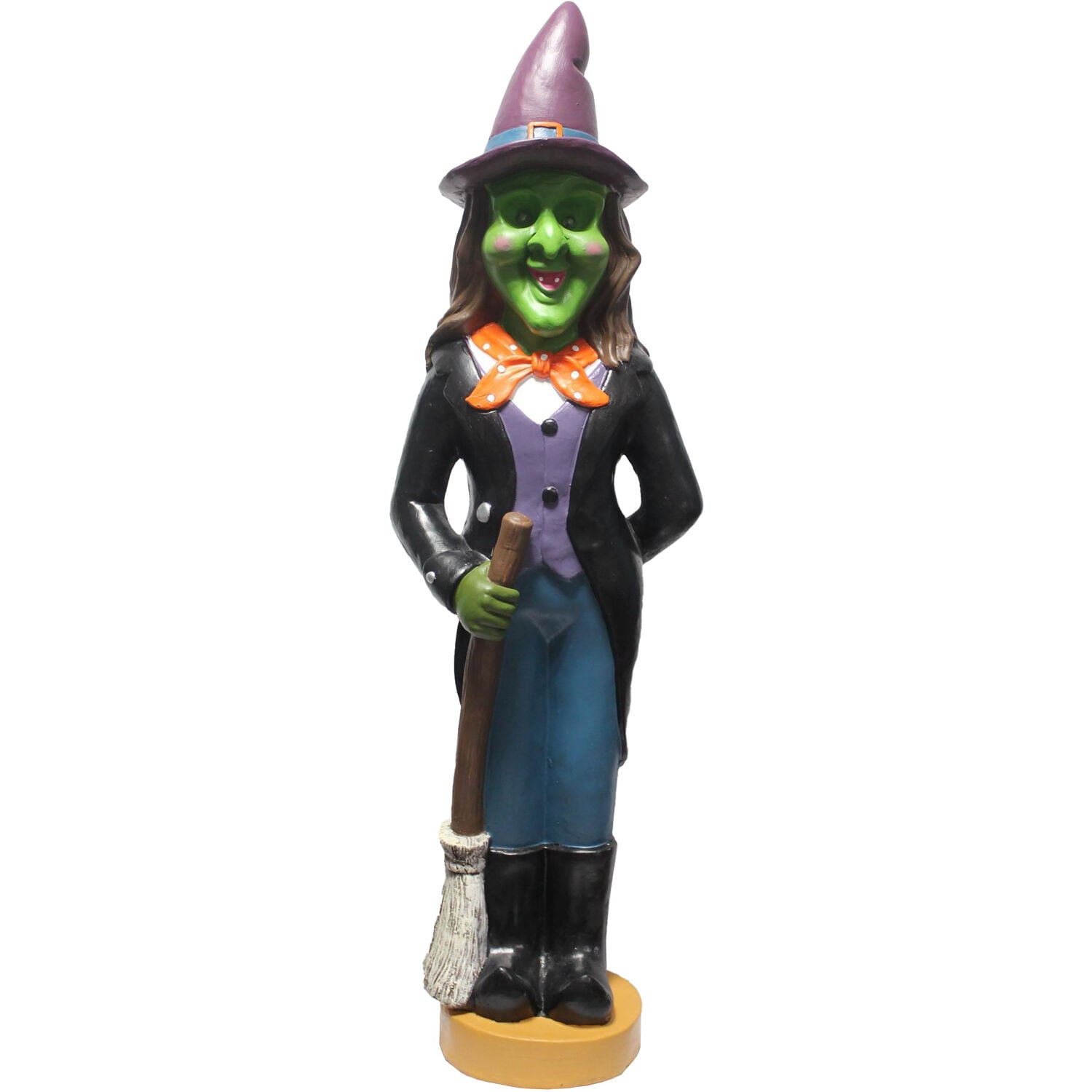 Haunted Hill Farm HHRS048-1WTC-MLT 4-ft Freestanding Lighted Witch Door decoration