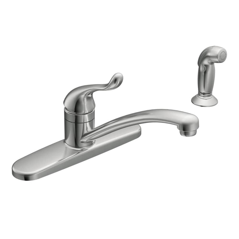 Moen Adler Chrome Single Handle Kitchen Faucet (Deck Plate and Side ...