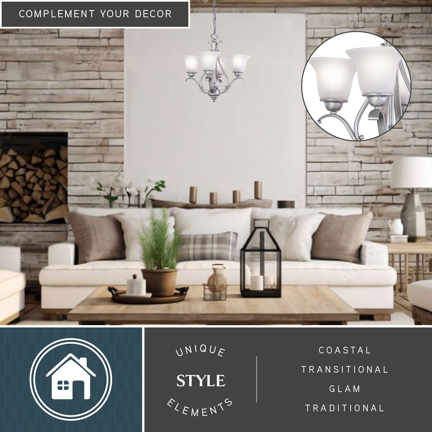 Monrovia Brushed Nickel Mini Chandelier with White Frosted Glass