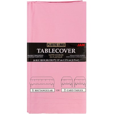 54 x 108 Inches 1 Tablecloth/Pack Baby Pink JAM Paper Rectangular Plastic Table Cover 