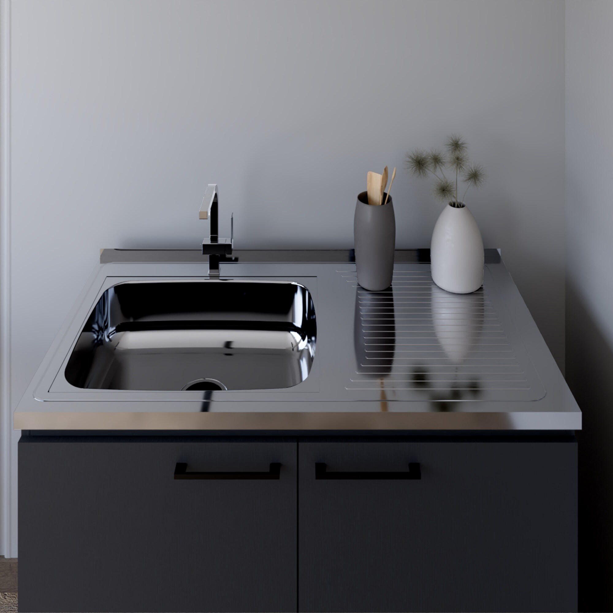 Wooakway Utility Sink Cabinet Kitchen Sink Cabinet with Stainless