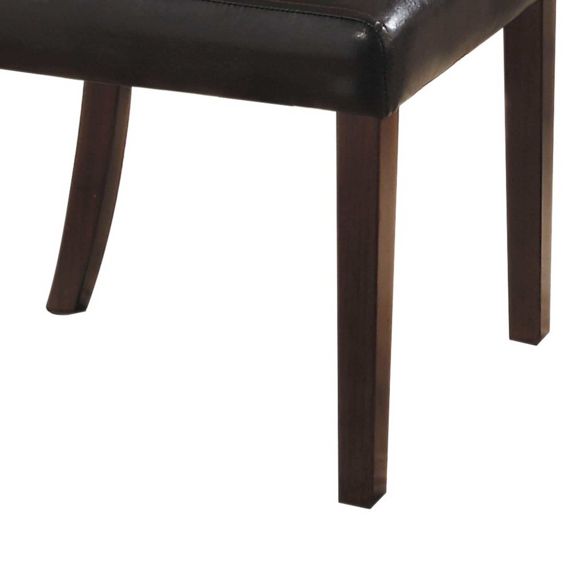 Espresso Brown Faux Leather Upholstered Side Chair with Wood Frame