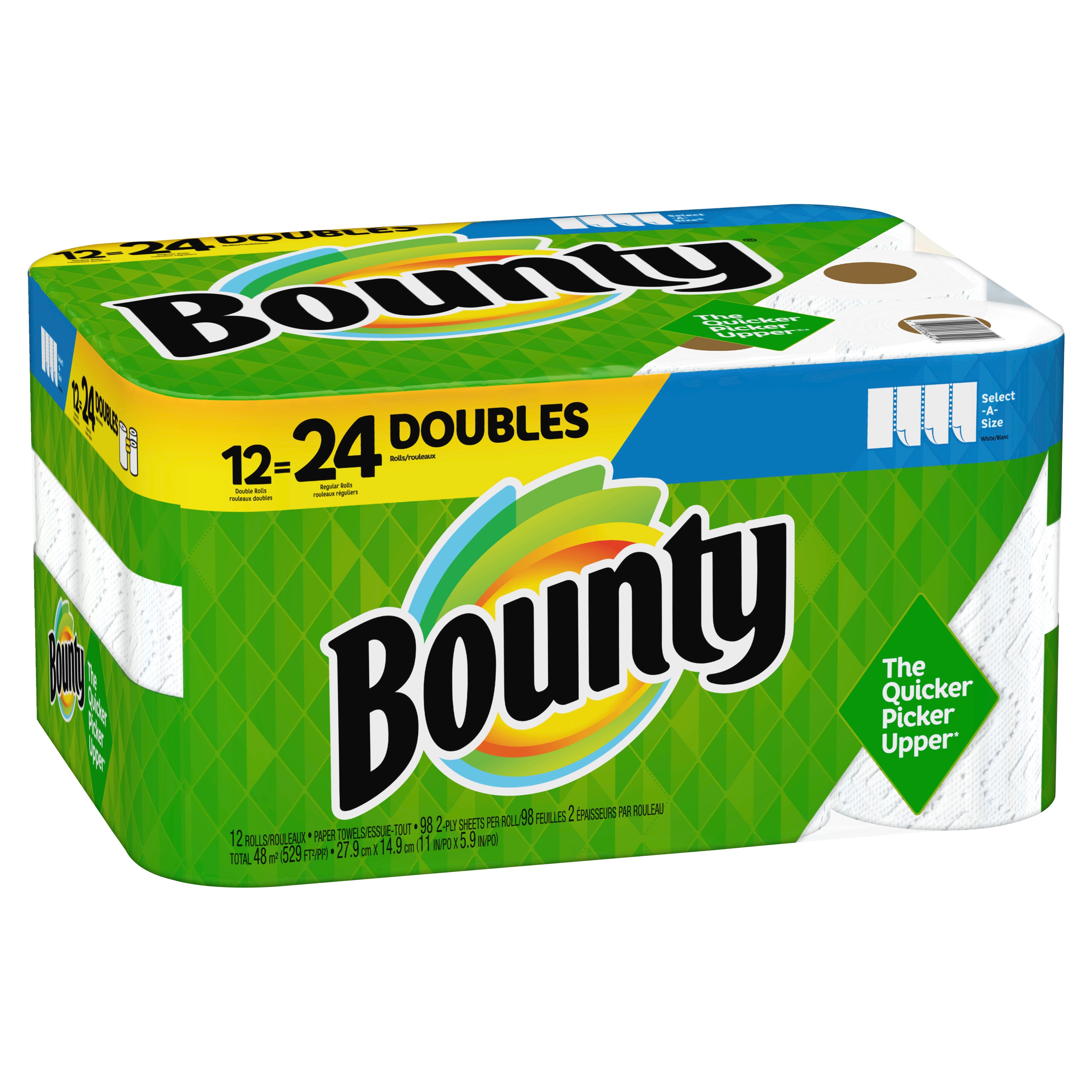 Bounty White, Select-A-Size Paper Towels (12 Double Plus Rolls) (Multi-Pack of 2)