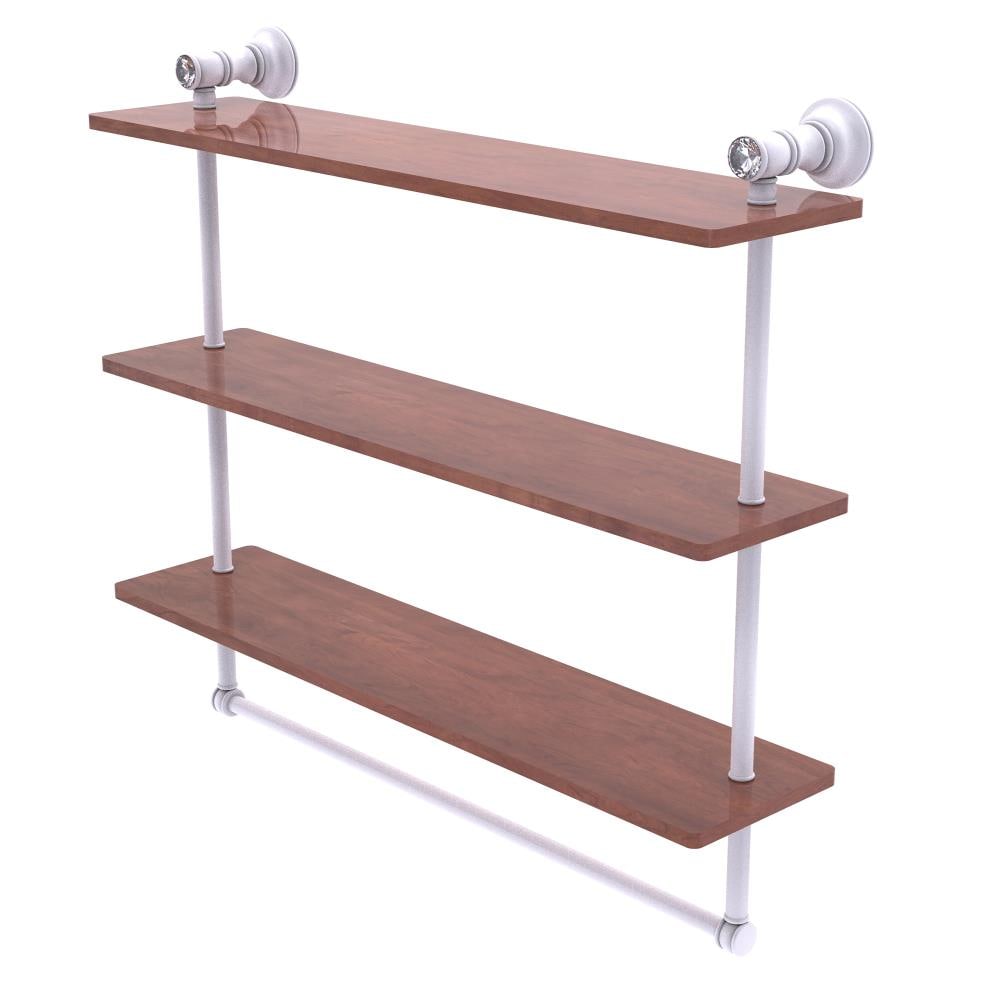 Allied Brass Carolina Matte White 3-Tier Brass Wall Mount Bathroom Shelf