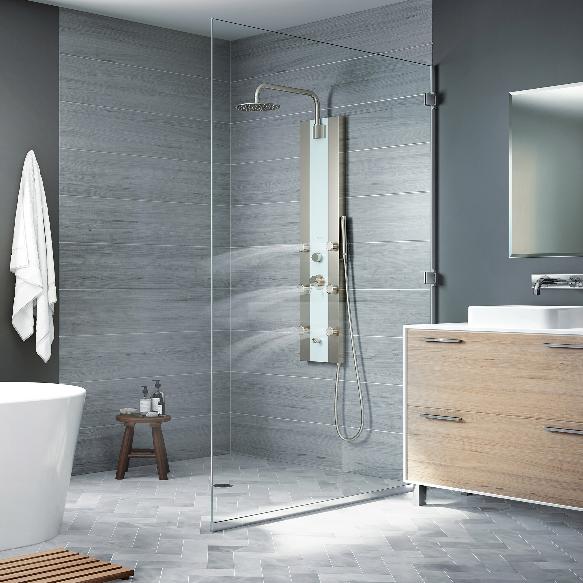 PULSE 1039W-BN-1.8GPM Showerhead-Bar-Panels - View #6