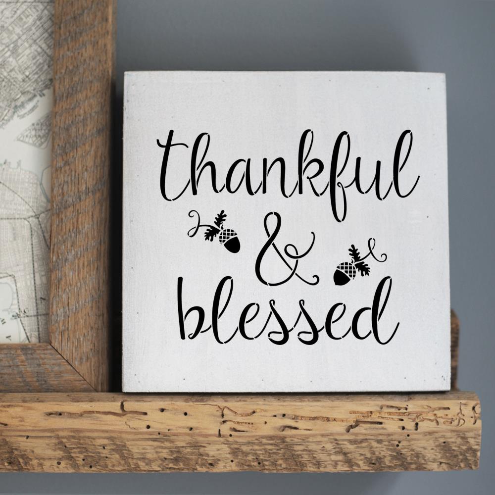 Designer Stencils Thankful and Blessed Craft Stencil - 12x12 Inch