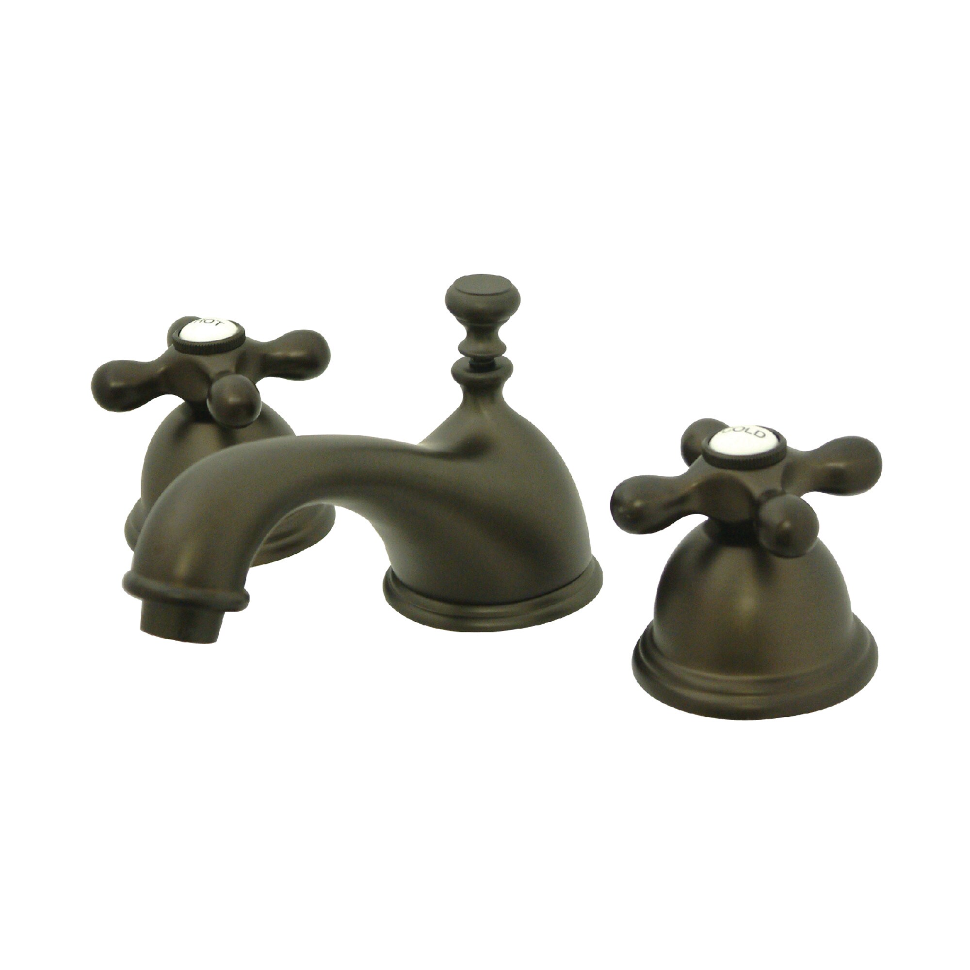 Kingston Brass WLKS3965AX Restoration Oil-rubbed bronze Widespread 2-handle Low-arc Residential Handle Bathroom Sink Faucet with Drain