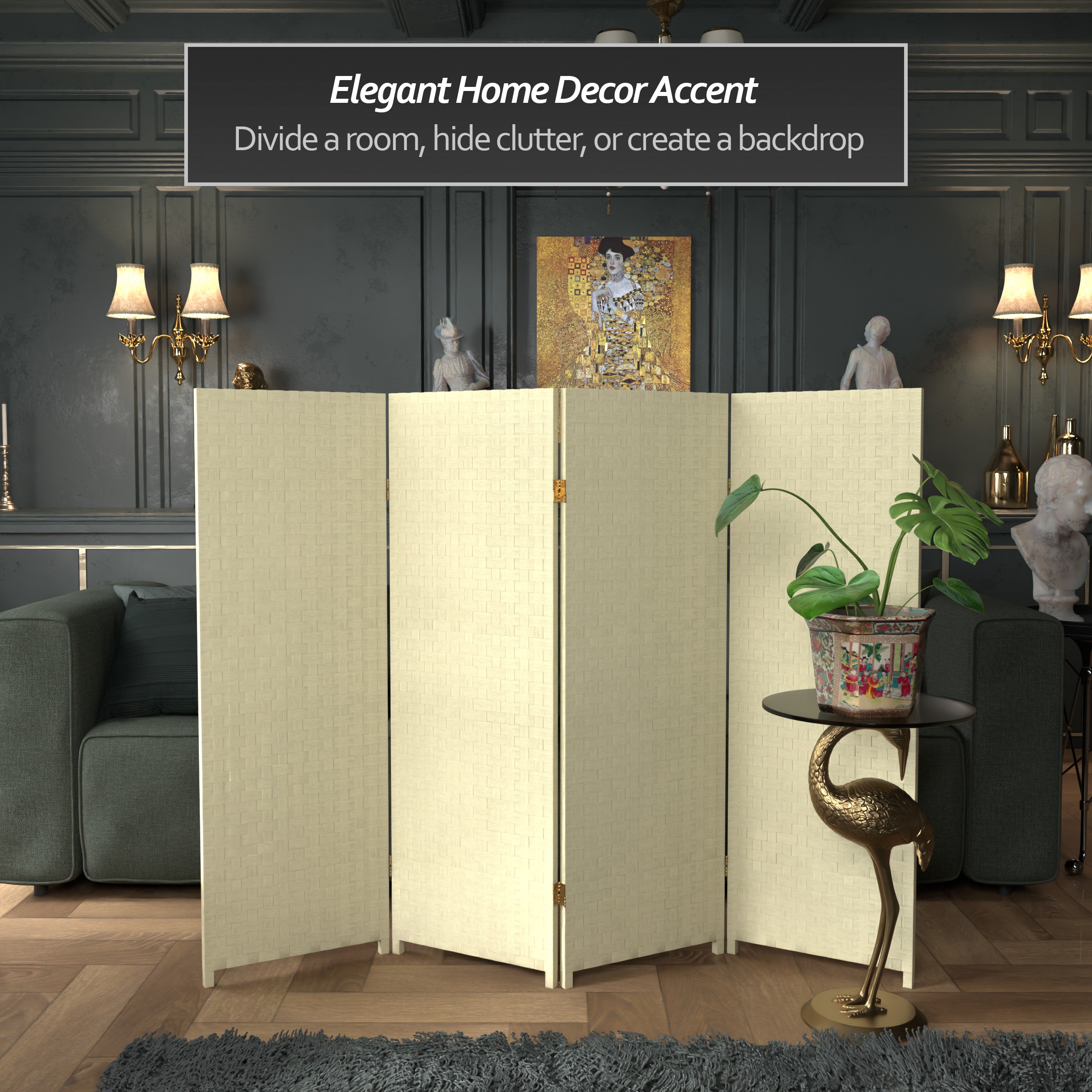 Oriental Furniture SS4FIBER-CRM-4P Indoor-Privacy-Screens - View #3