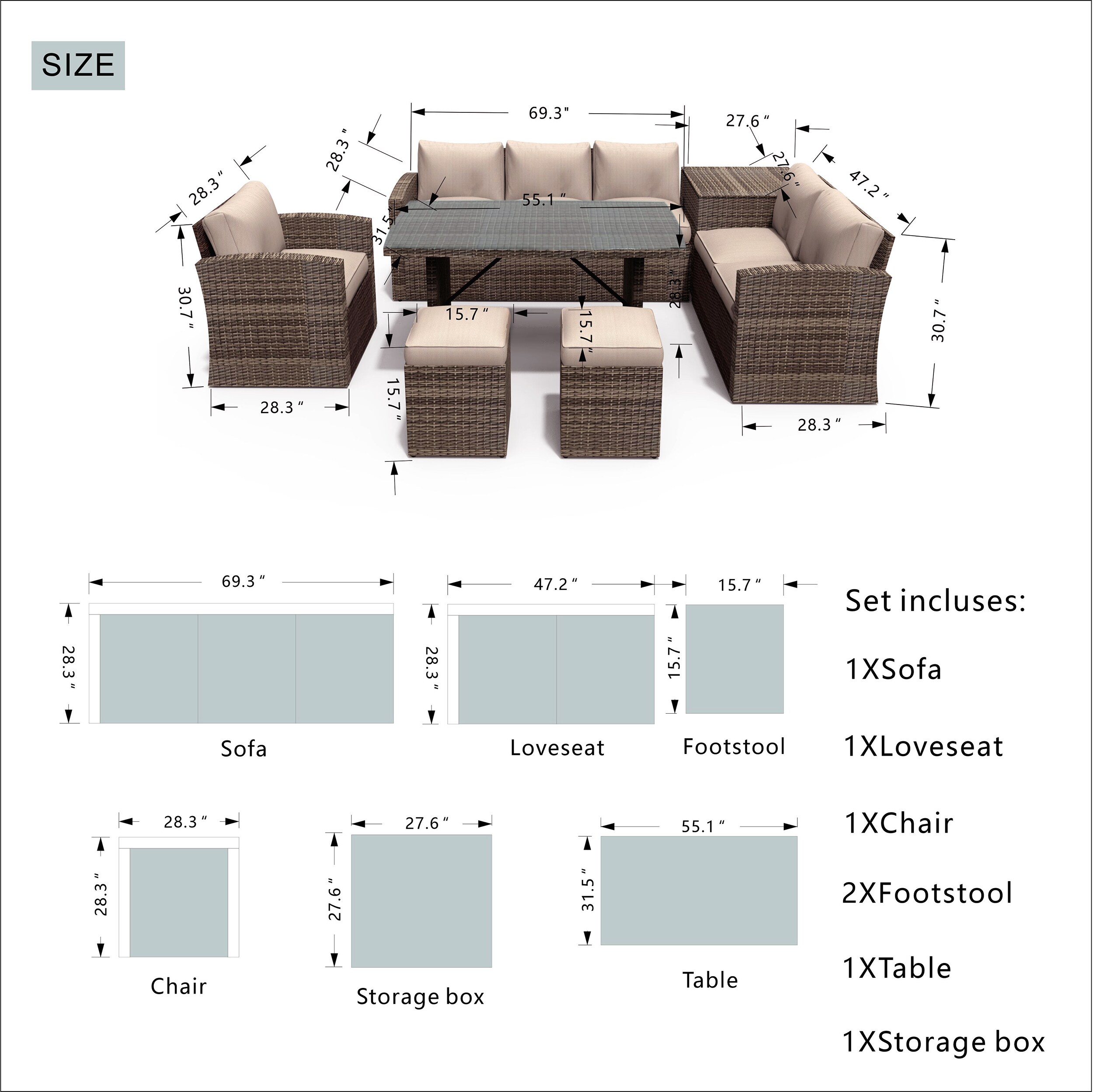 Moda Furnishings CMAS-1403B-BR Patio-Conversation-Sets - View #8